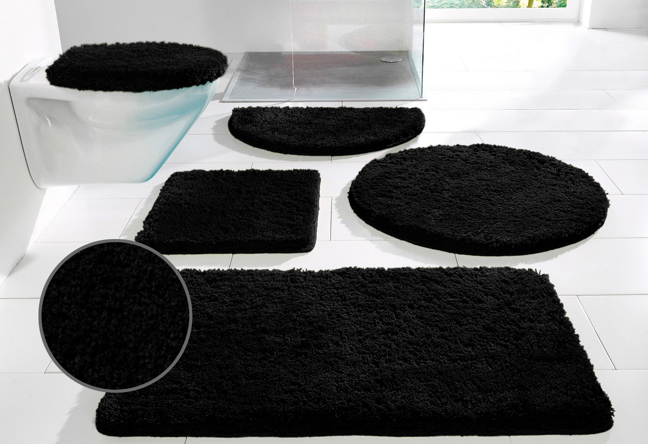 OTTO home Badematte "Sanremo, Standard & Premium, 30mm oder 35mm, sehr weich" rutschhemmend beschichtet fußbodenheizungsgeeignet schnell trocknend Badteppich, unifarben, rechteckig, rund & als 3-tlg. Set erhältlich