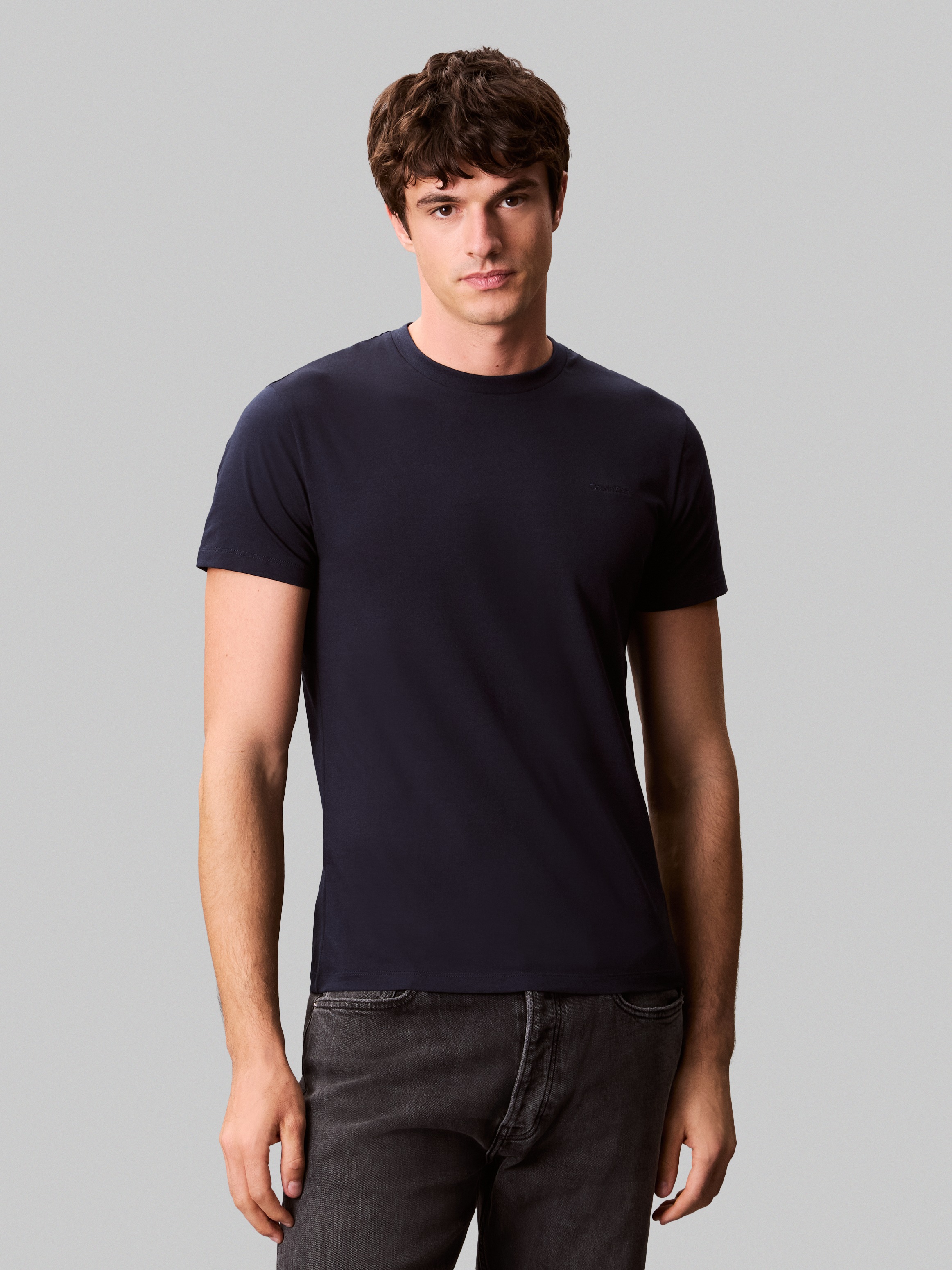 Calvin Klein T-Shirt "SS STRETCH COTTON SLIM TEE", Mit Rundhalsausschnitt günstig online kaufen