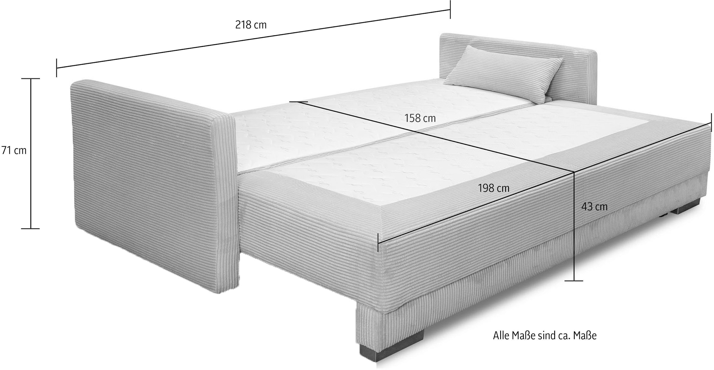 INOSIGN Schlafsofa »Andrea«, mit Boxspringaufbau, Bettfunktion & Bettkasten, Dauerschlafsofa