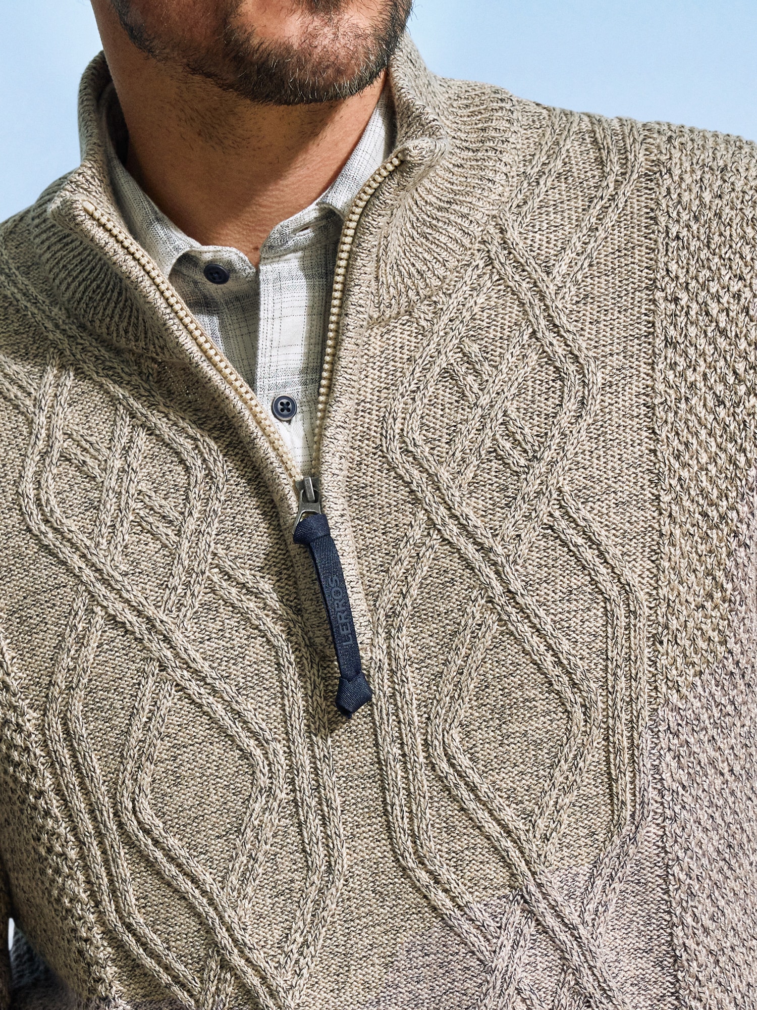 LERROS Strickpullover »LERROS Strickpullover mit Zopfmuster und Troyerkragen«