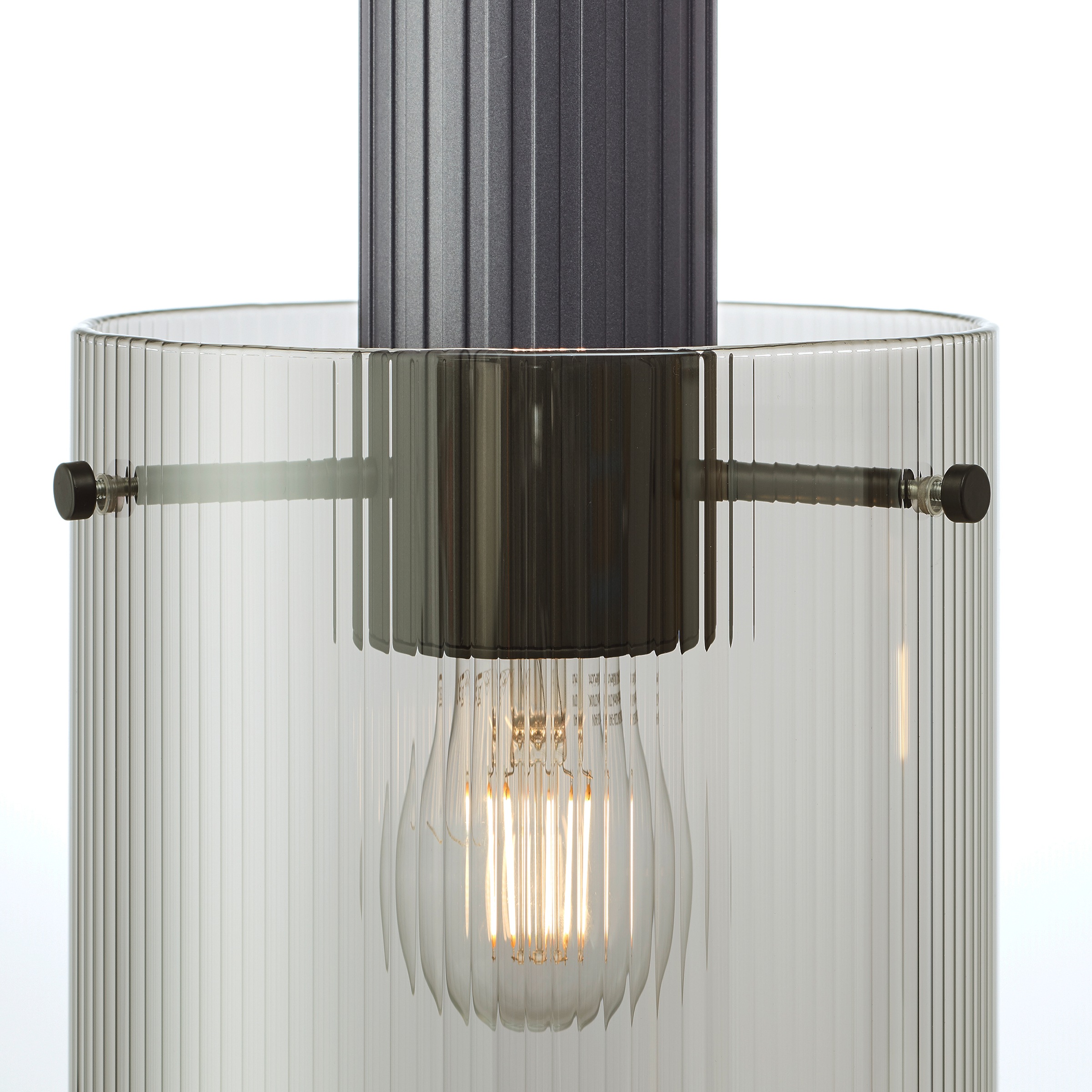 Brilliant Pendelleuchte »Riffelini«, 3 flammig, Leuchtmittel E27 | ohne Leuchtmittel, 150 x 98 x 18 cm, 3x E27, kürzbar, geriffeltes Rauchglas, anthrazit