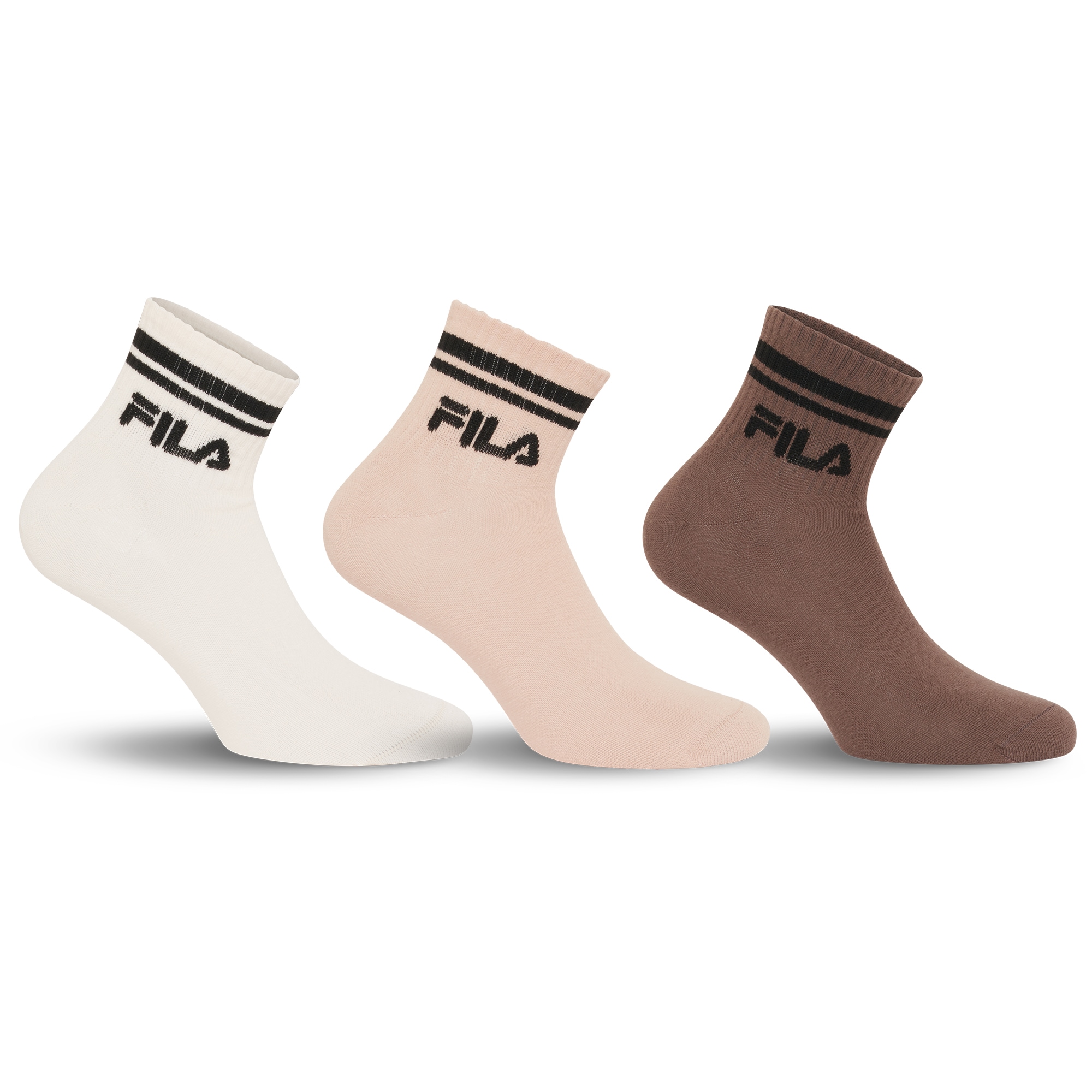 Fila Kurzsocken 3 Paar tlg. Cotton-Mix, Unisex, Kontraststreifen günstig online kaufen