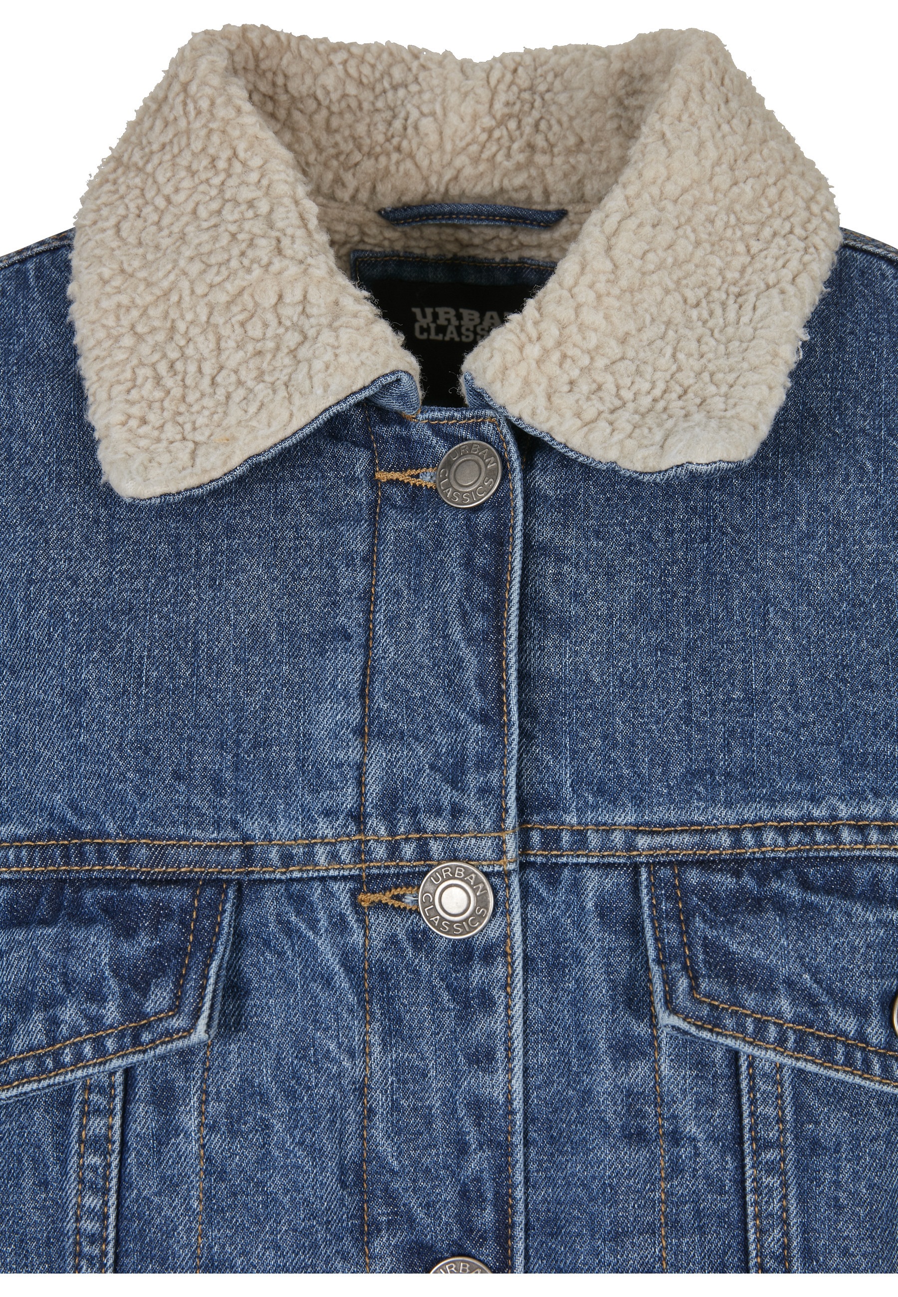 Urban Classics Veste En Jean Oversized Sherpa Clear Blue Washed L Femme 2
