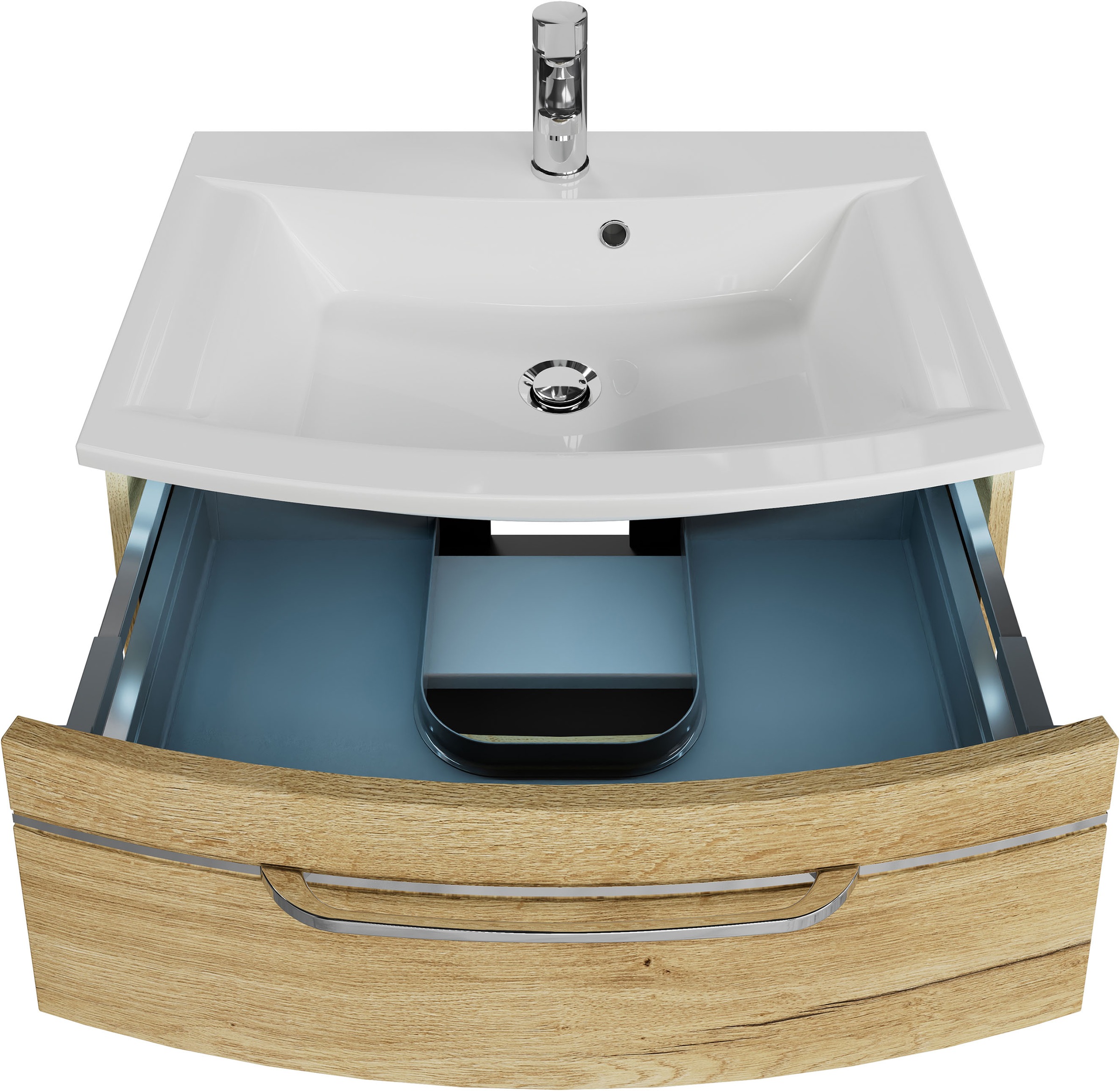 Saphir Badmöbel-Set »Serie 7045 2-teilig Mineralmarmor-Waschtisch mit LED-Spiegelschrank«, (Set, 2 St.), Badezimmer-Set 73,2 cm breit, inkl. Türdämpfer, 2 Türen, 2 Schubladen