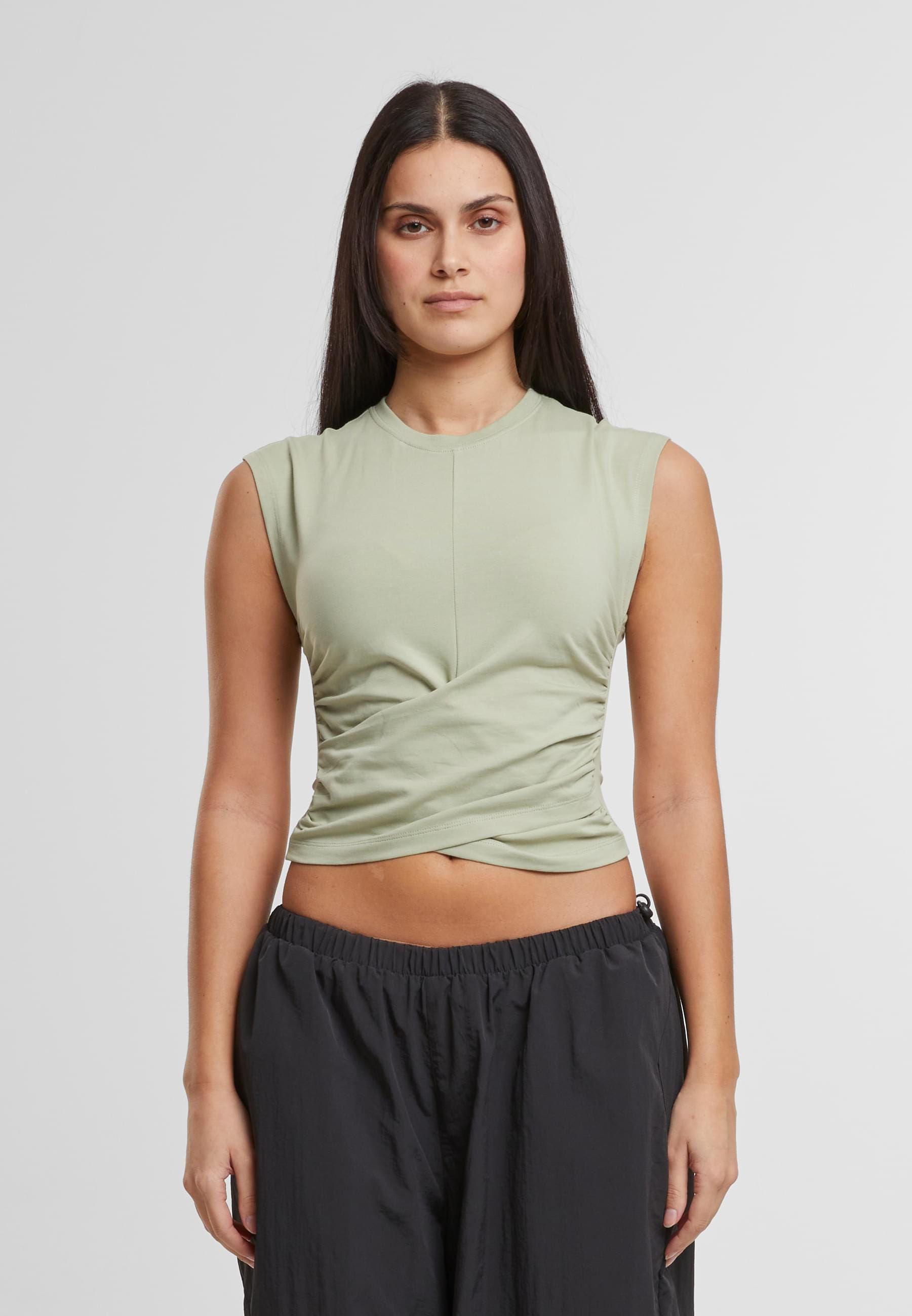 URBAN CLASSICS T-Shirt »Urban Classics Ladies Cropped Wrapped Top«, (1 tlg.)