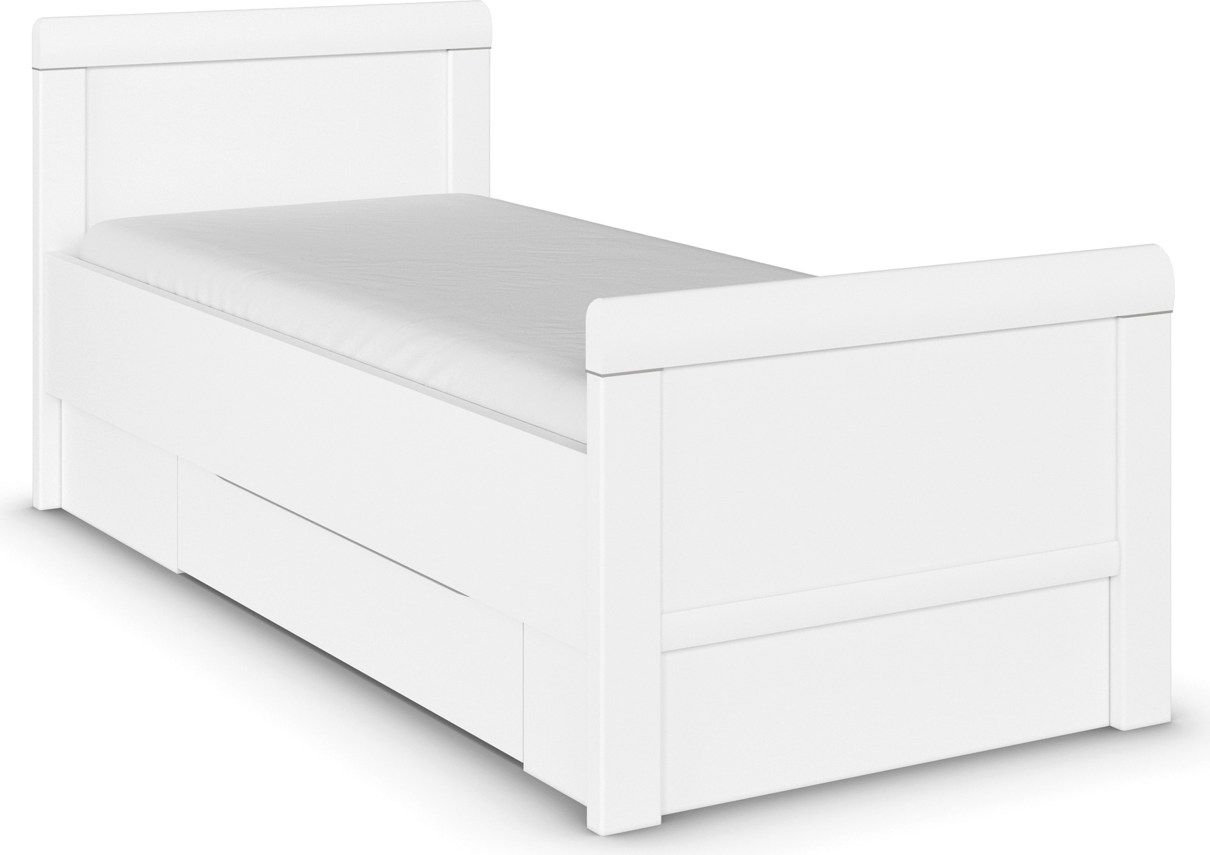 rauch "Bett Einzelbett Stollenbett Bettkästen EVELYN" in Komforthöhe mit Holzkopfteil sowie Schubladen MADE IN GERMANY