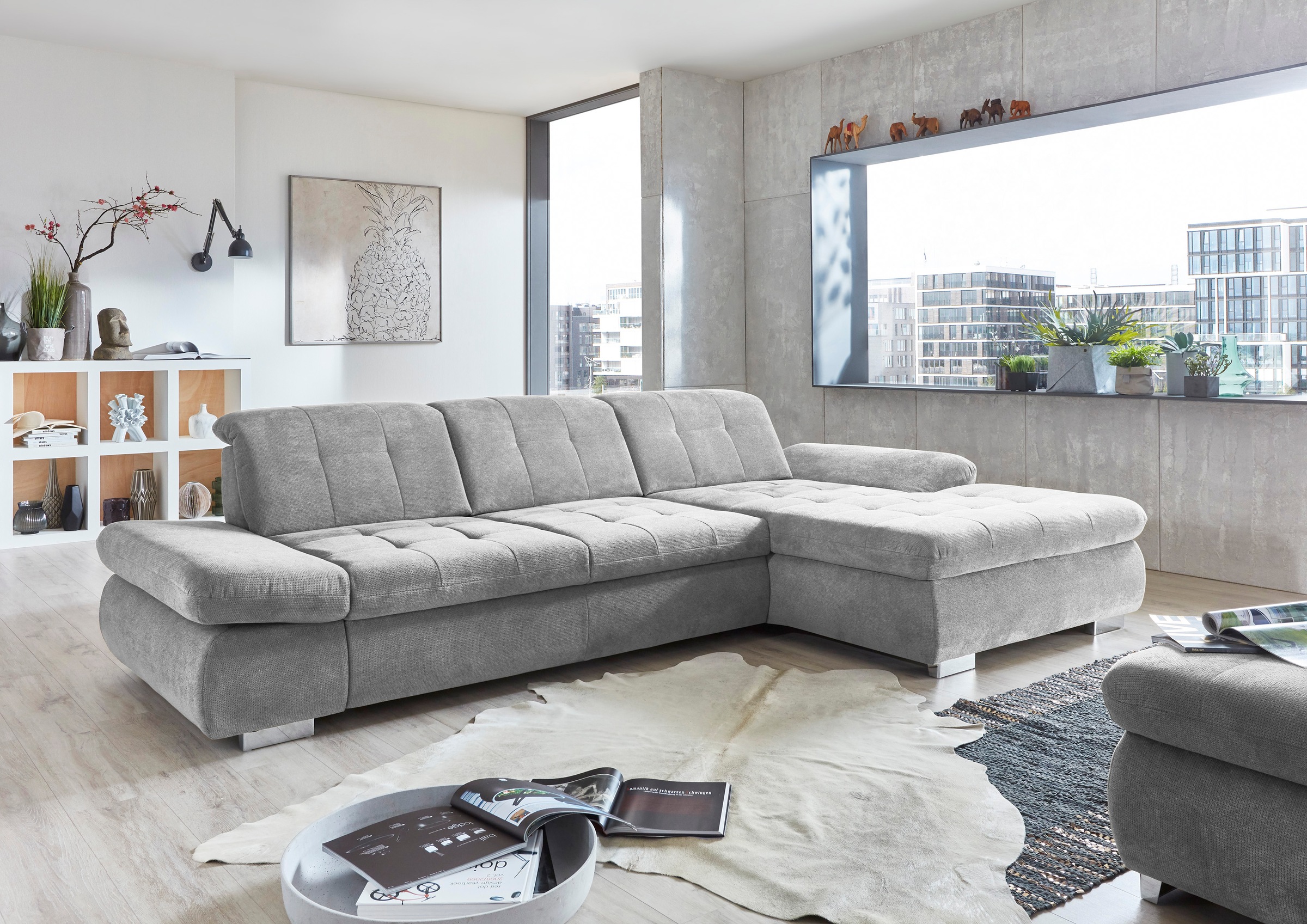 Die PlanBar Ecksofa »MP-IN17004 L-Form«, wahlweise mit Bettfunktion, Sitztiefen- und Kopfteilverstellung