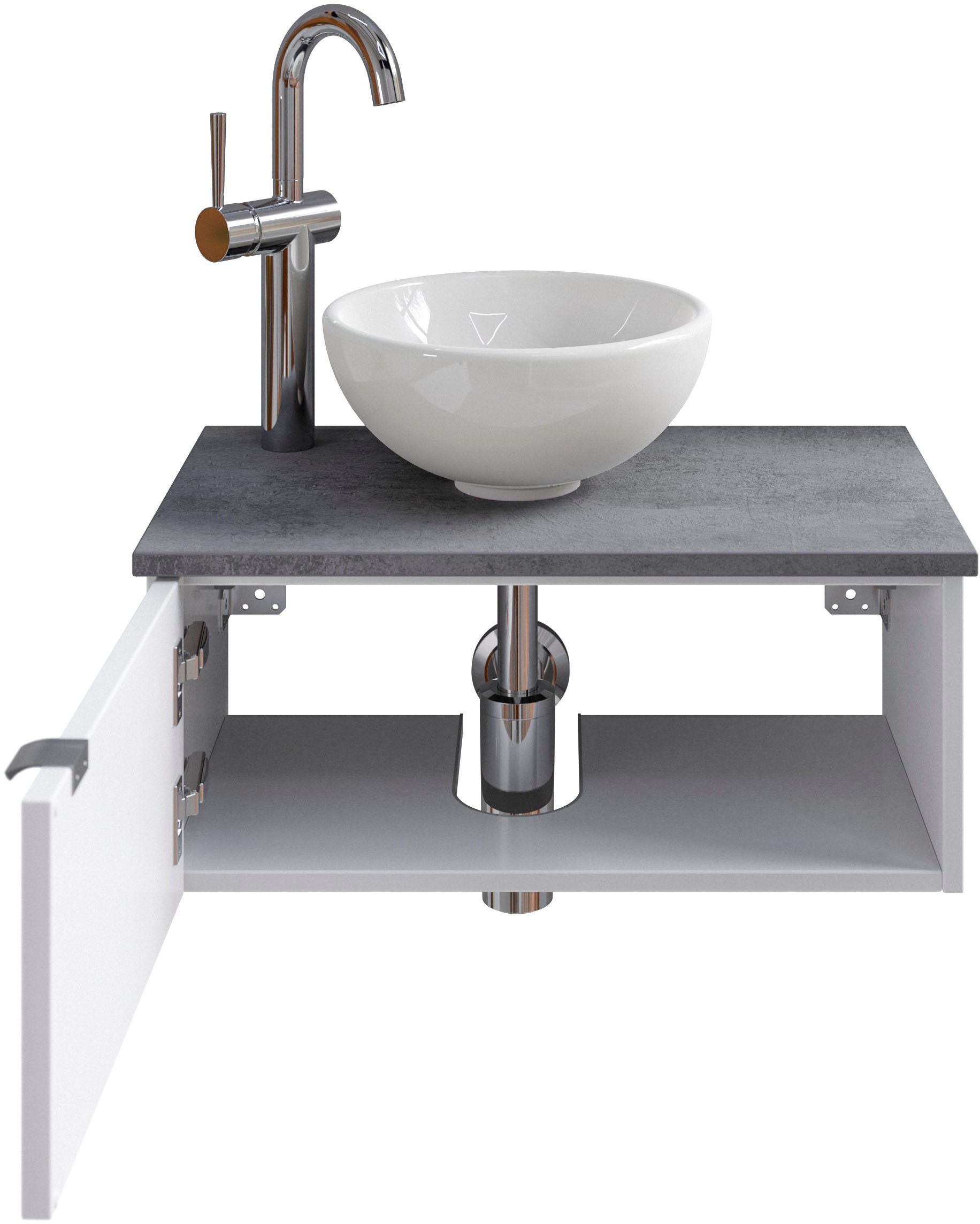 Saphir Badmöbel-Set »Serie 6915«, (4 St.), Gäste-Bad, 61 cm breit, mit LED-Spiegel, offenem Fach und 1 Tür