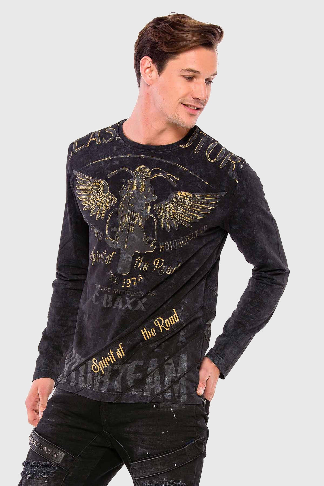 Cipo & Baxx T-Shirt »Langarmshirt«, mit modischem Print