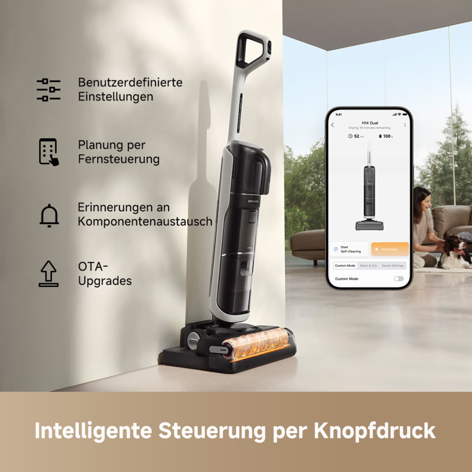 Dreame Nass-Trocken-Sauger »H14 Dual« 380 W, 5-in-1-Multifunktionssauger, dreifache Kantenreinigung