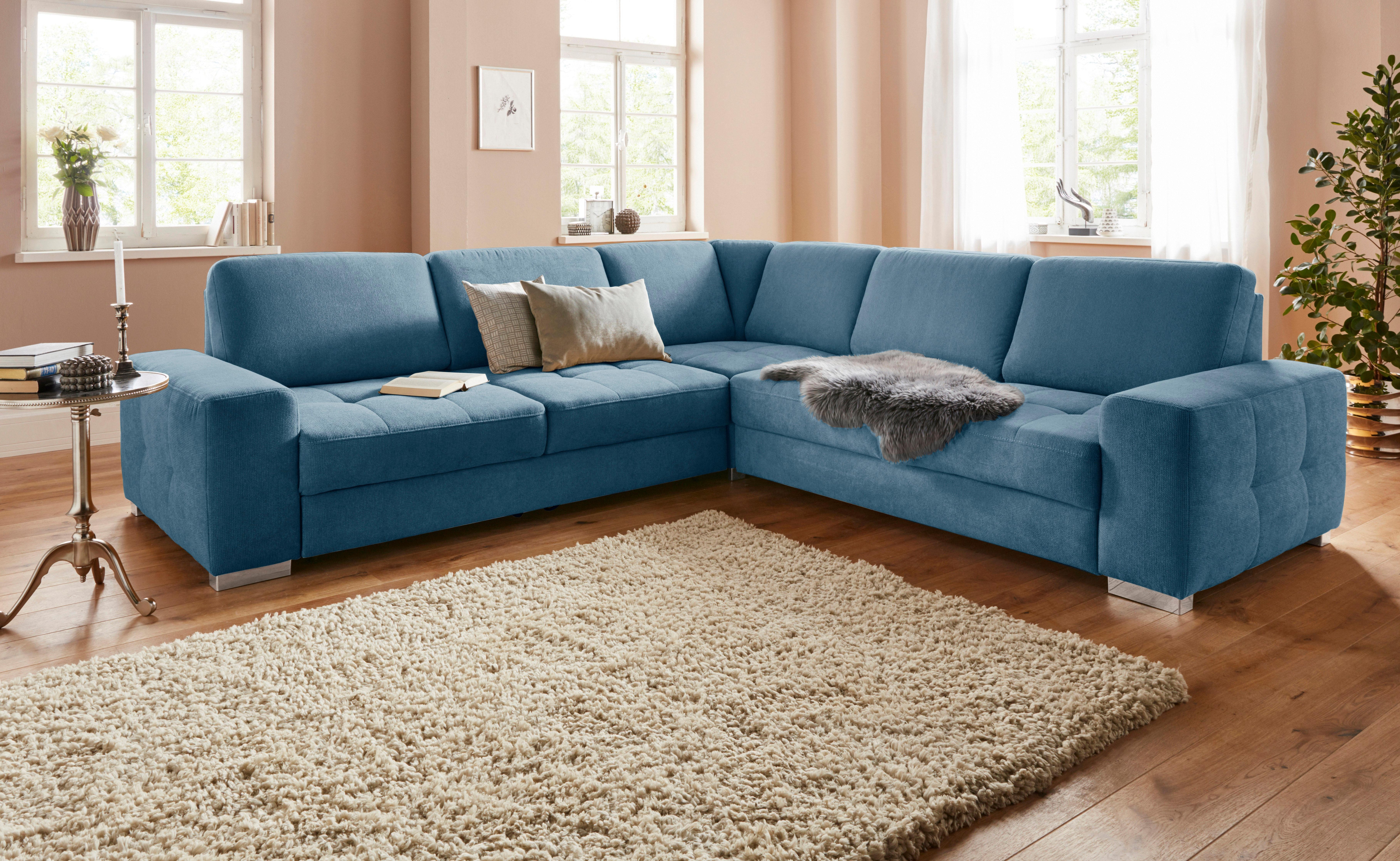 sit&more Ecksofa "Santorini L-Form" mit Federkern und Sitztiefenverstellung, wahlweise mit Schlaffunktion