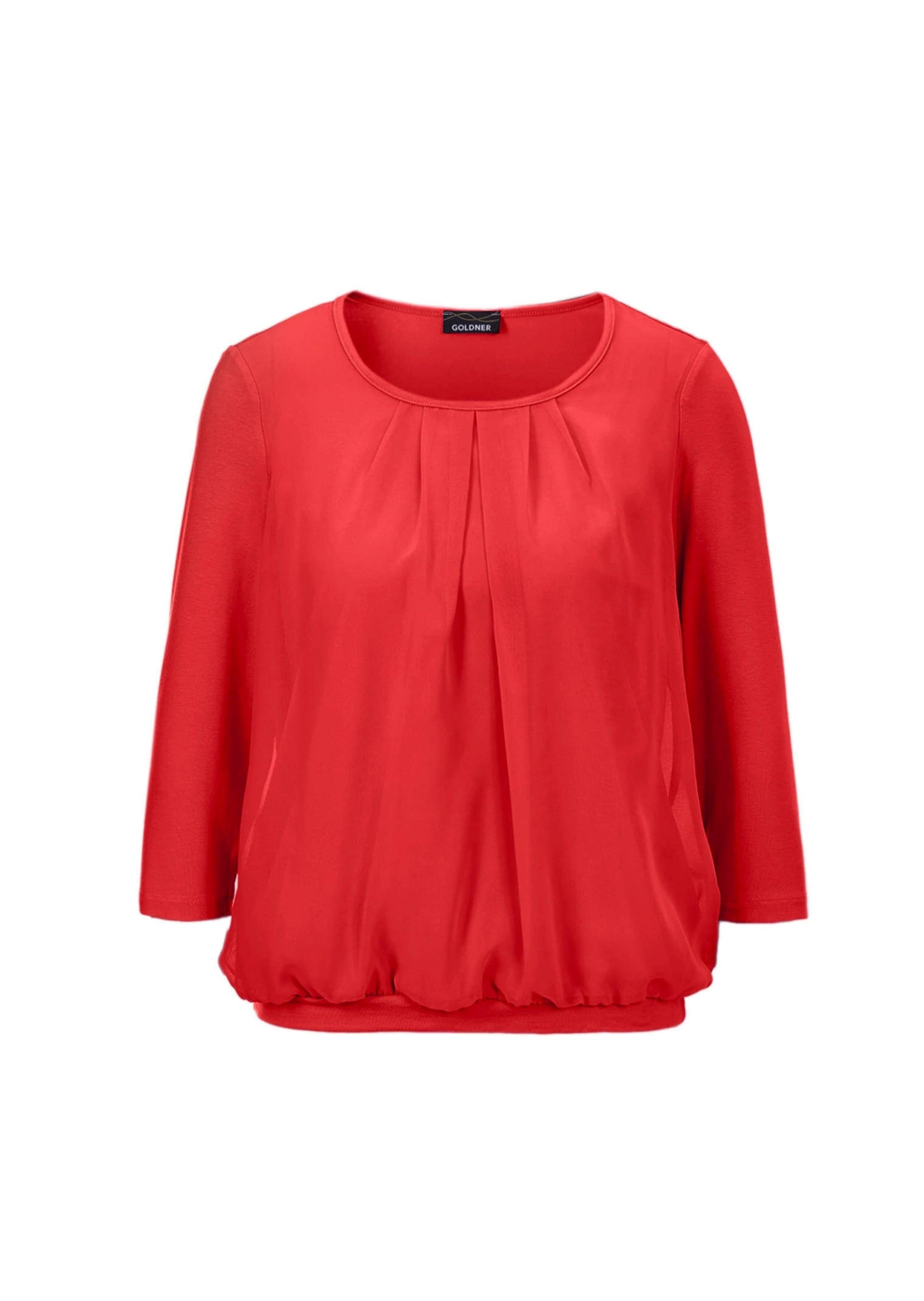 GOLDNER Kurzarmbluse "Kurzgröße Chiffon-Shirt mit 3/4-Arm, Rundhals" keine/nicht relevant