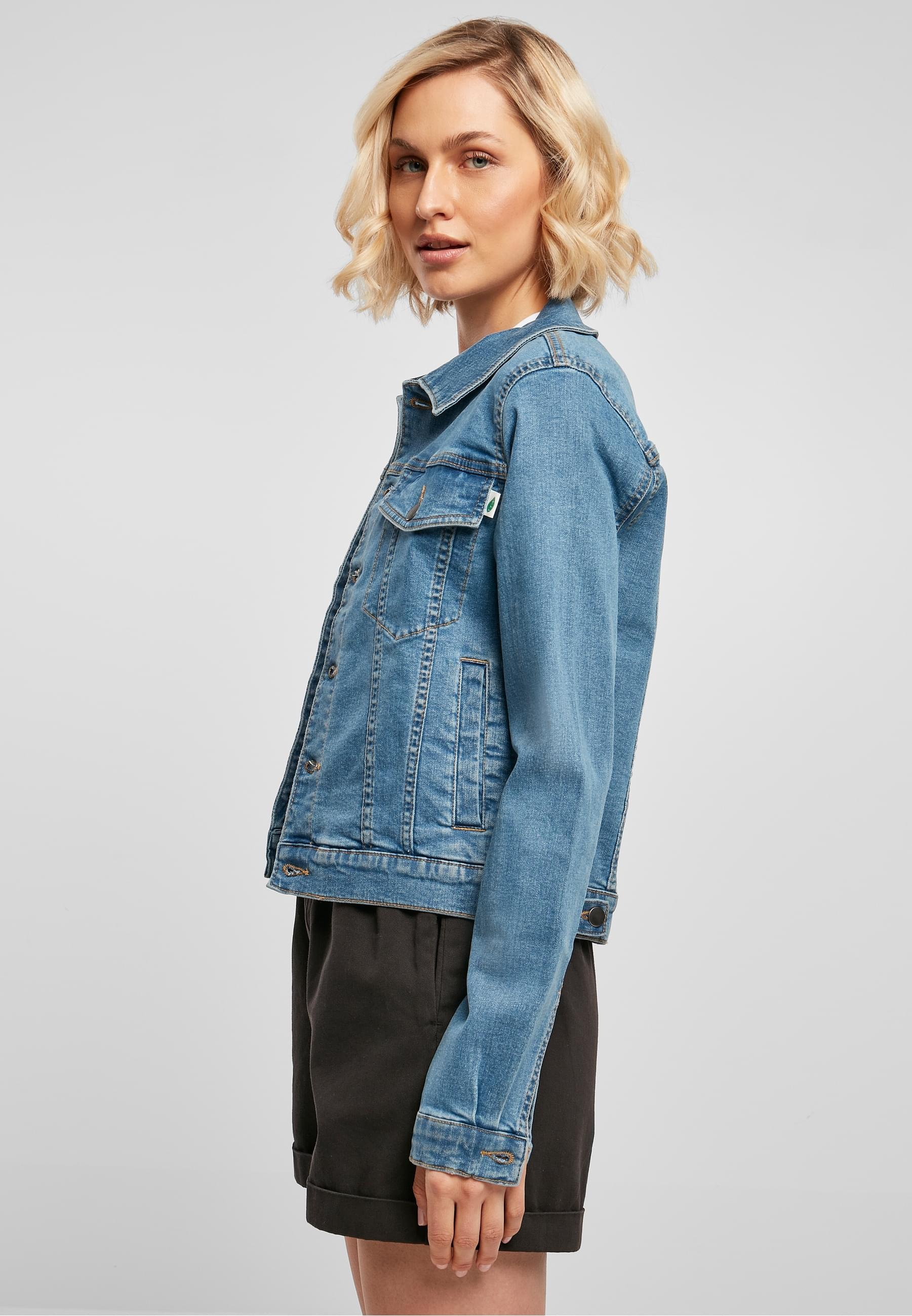 URBAN CLASSICS Jeansjacke »Urban Classics Damen Ladies Organic Denim Jacket« 1 Stk. tlg. ohne Kapuze