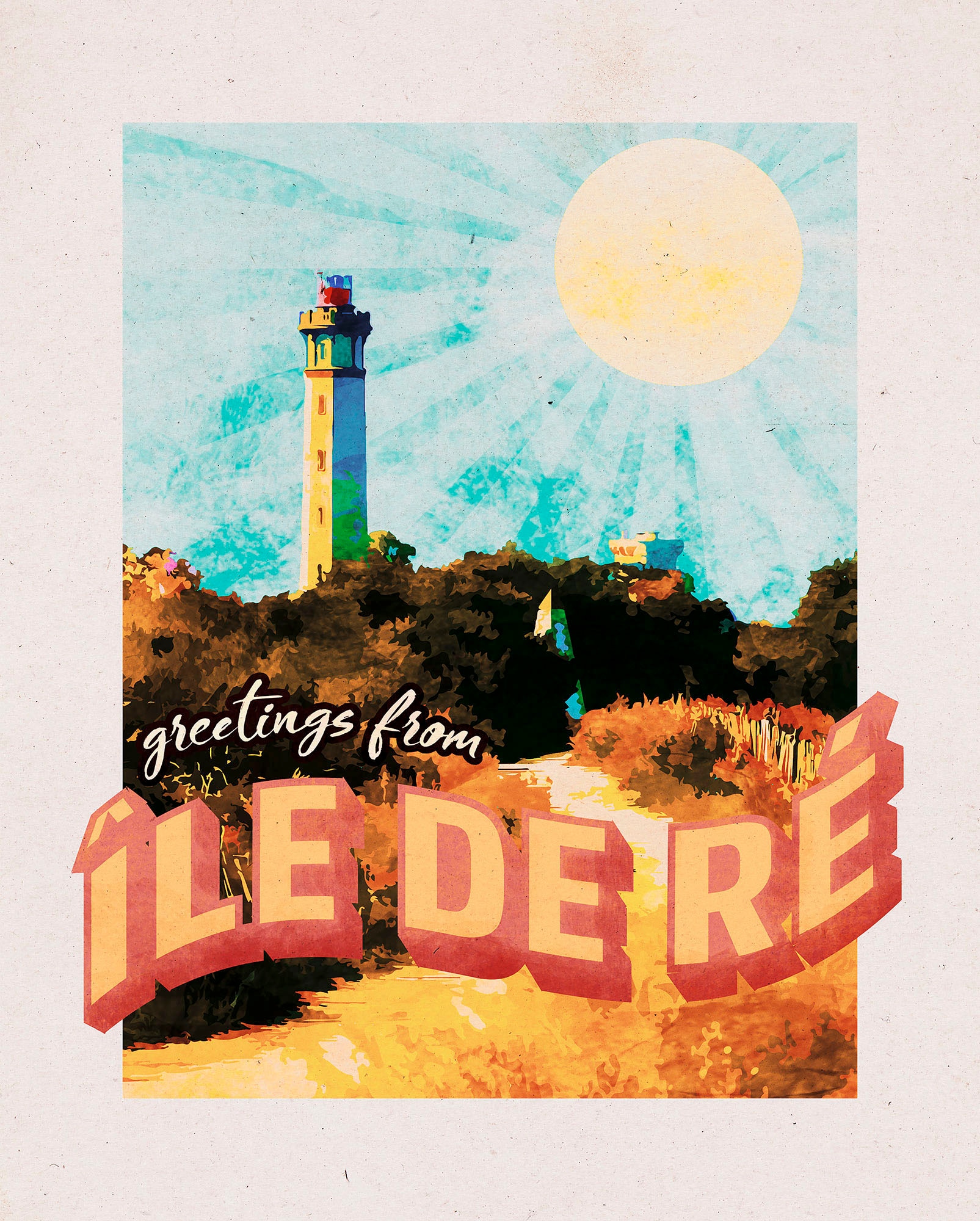 Komar Bild "Vintage Travel Île de Ré" Natur 1 Stk. tlg. Wandbild zur Dekora günstig online kaufen