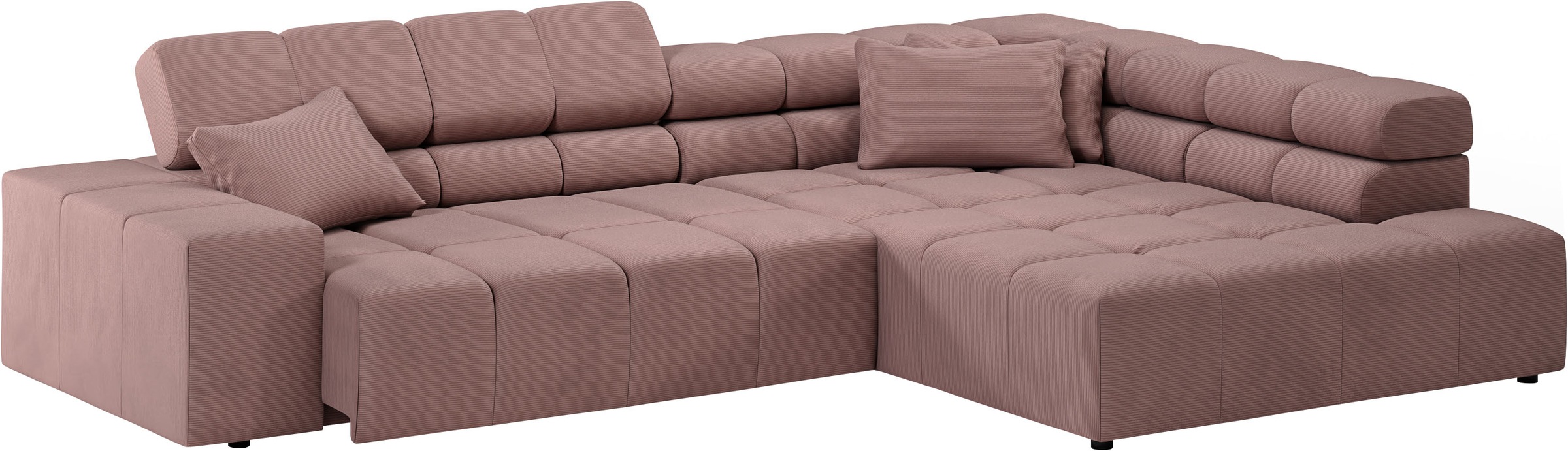 INOSIGN Ecksofa »Ancona incl. Kopfteilverstellung, Breite 319cm, L-Form«, wahlweise motorische Sitztiefenverstellung, auch in Cord + Easy Care
