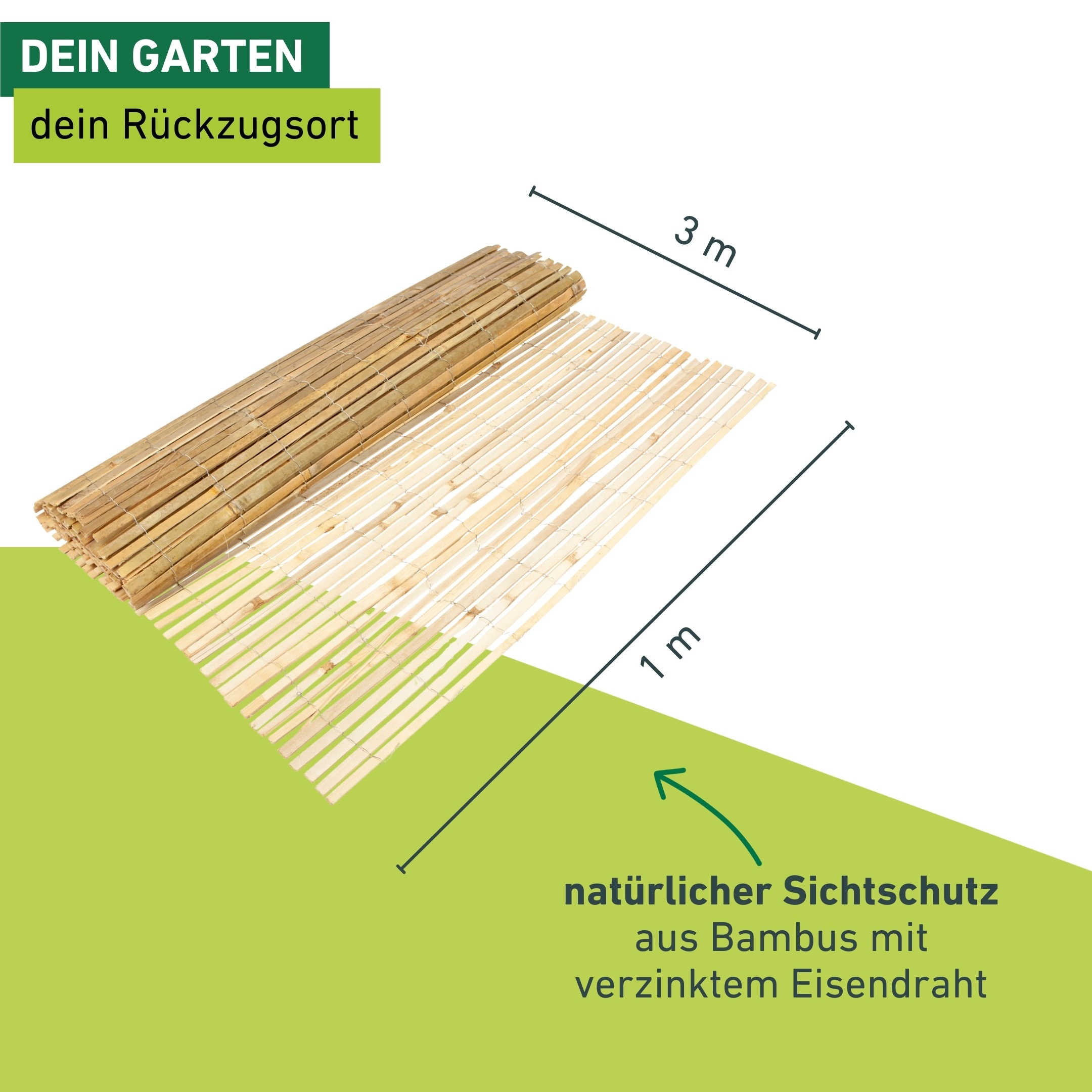 Windhager Sichtschutzzaunmatten natürlicher Sicht- und Windschutz für Balkon und Terrasse, L: 3 m