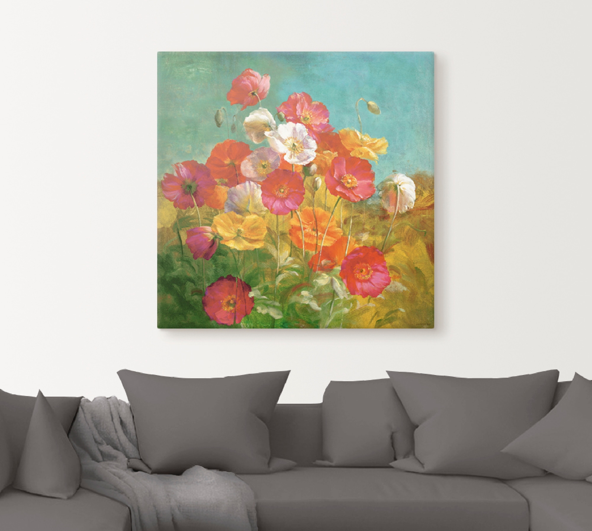Artland Leinwandbild »Mohnblumenfeld«, Blumen, (1 St.), auf Keilrahmen gespannt