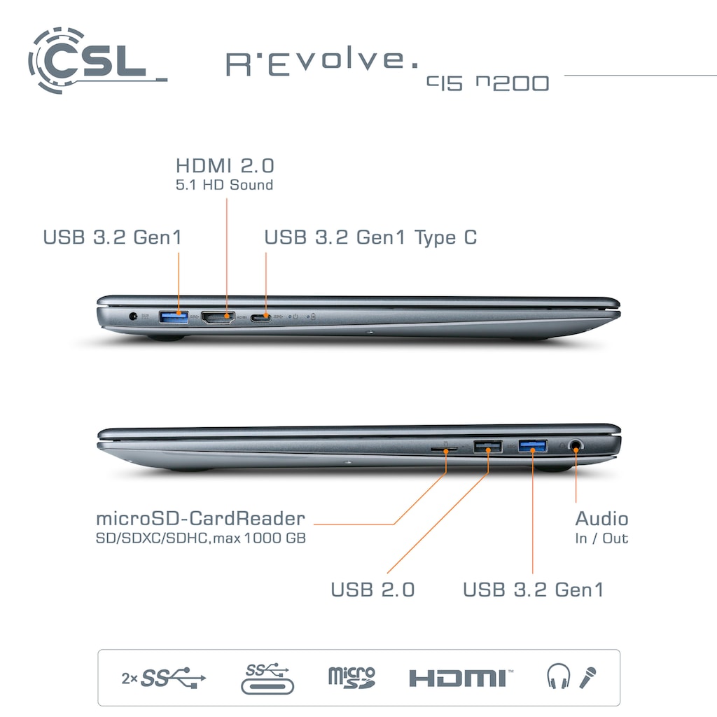 CSL Notebook »R'Evolve C15 v3«, 39,6 cm, / 15,6 Zoll, 1000 GB SSD