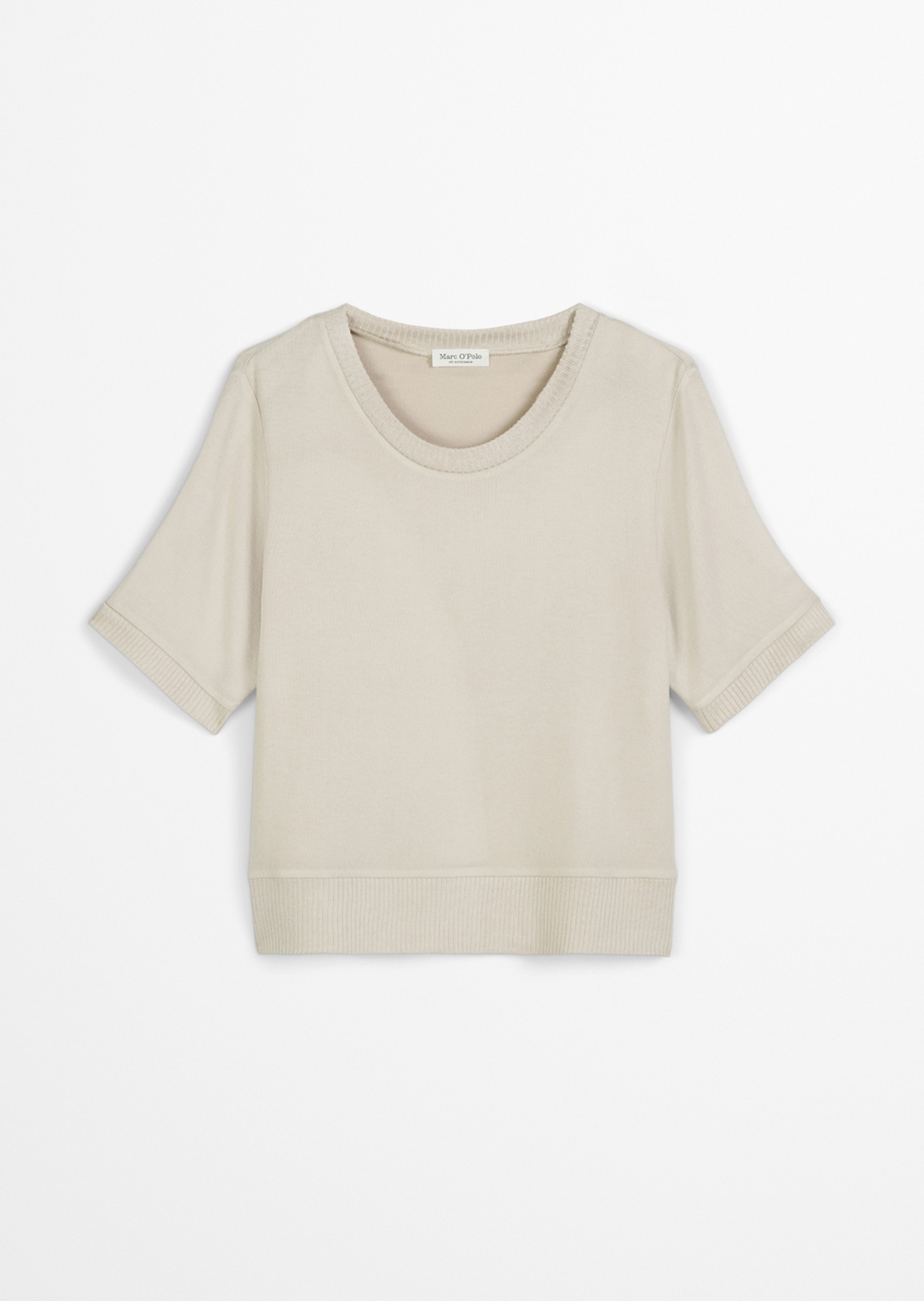 Marc OPolo Kurzarmshirt, gerippte Abschlüsse, Rundhals, Halbarm, weich, Mod günstig online kaufen