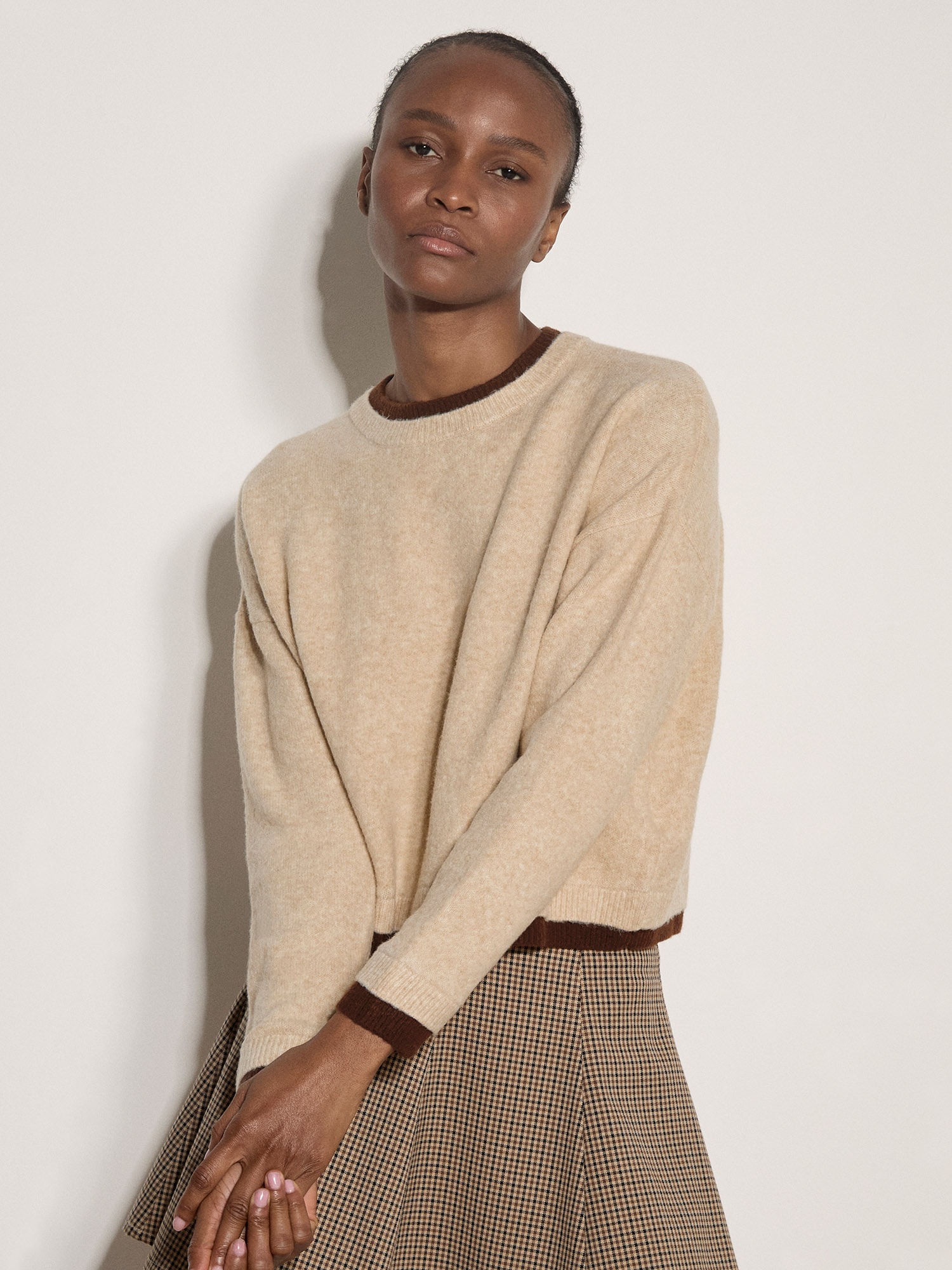 Apricot Strickpullover »Pullover im Lagenlook« mit abgesetzten Abschlüssen