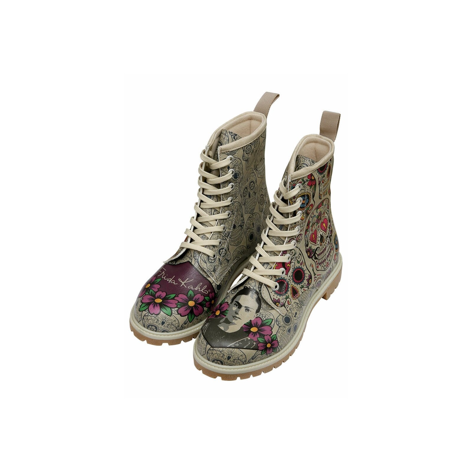 DOGO Schnürboots »Long Boots Schnürstiefel Remembrance Of Frida Kahlo Damen«  Handgefertigt