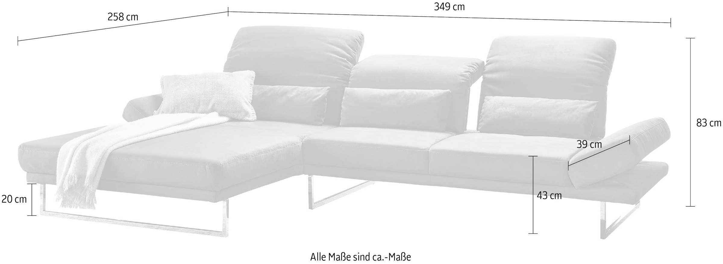 Sitztiefenverstellung und Kopfteil, »Mallow«, kaufen manuelle Verstellbare 3C | Armlehne Ecksofa BAUR Candy