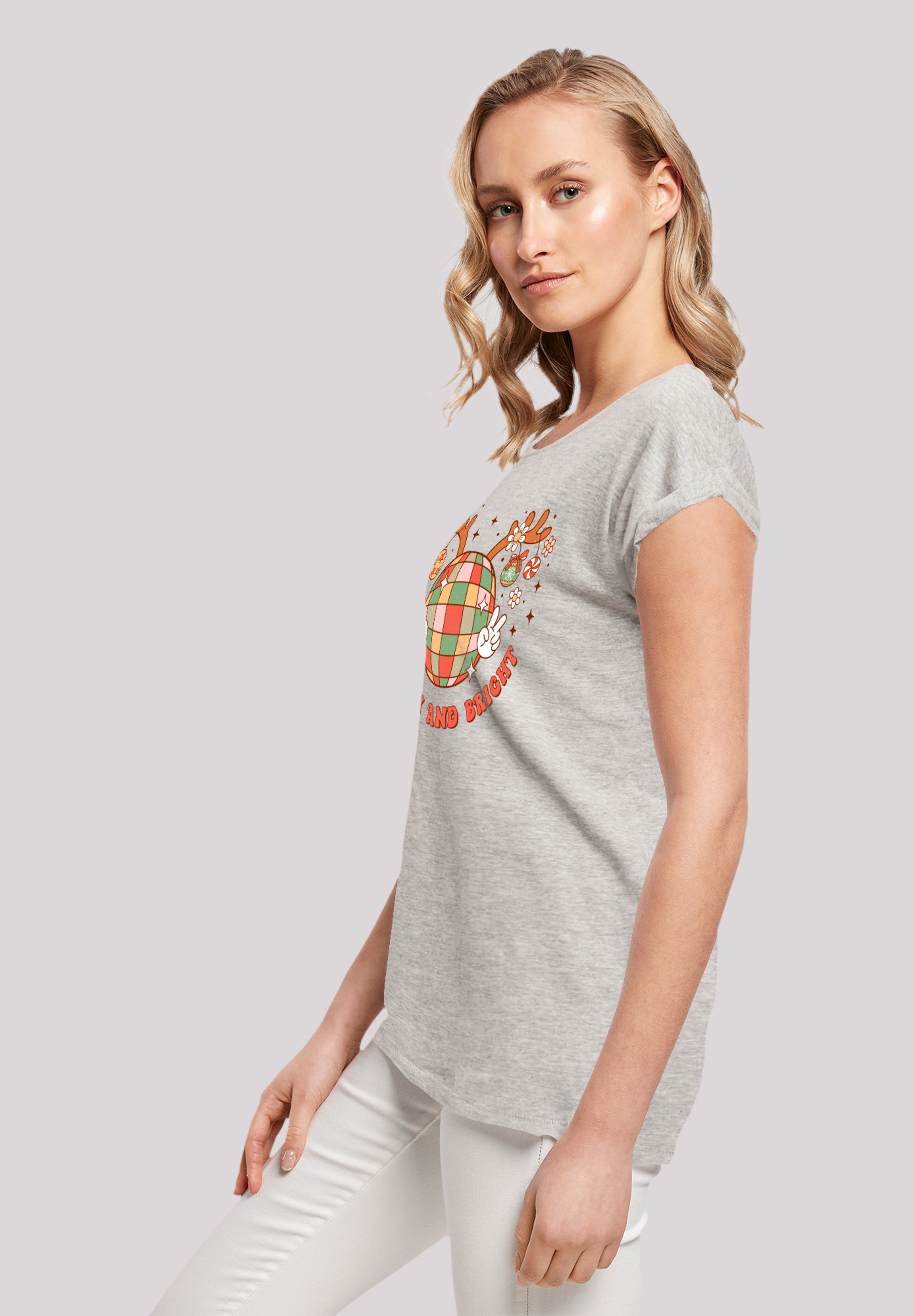 F4NT4STIC T-Shirt »Bright Weihnachten Disco Deer« Premium Qualität, Weihnachts-Kollection