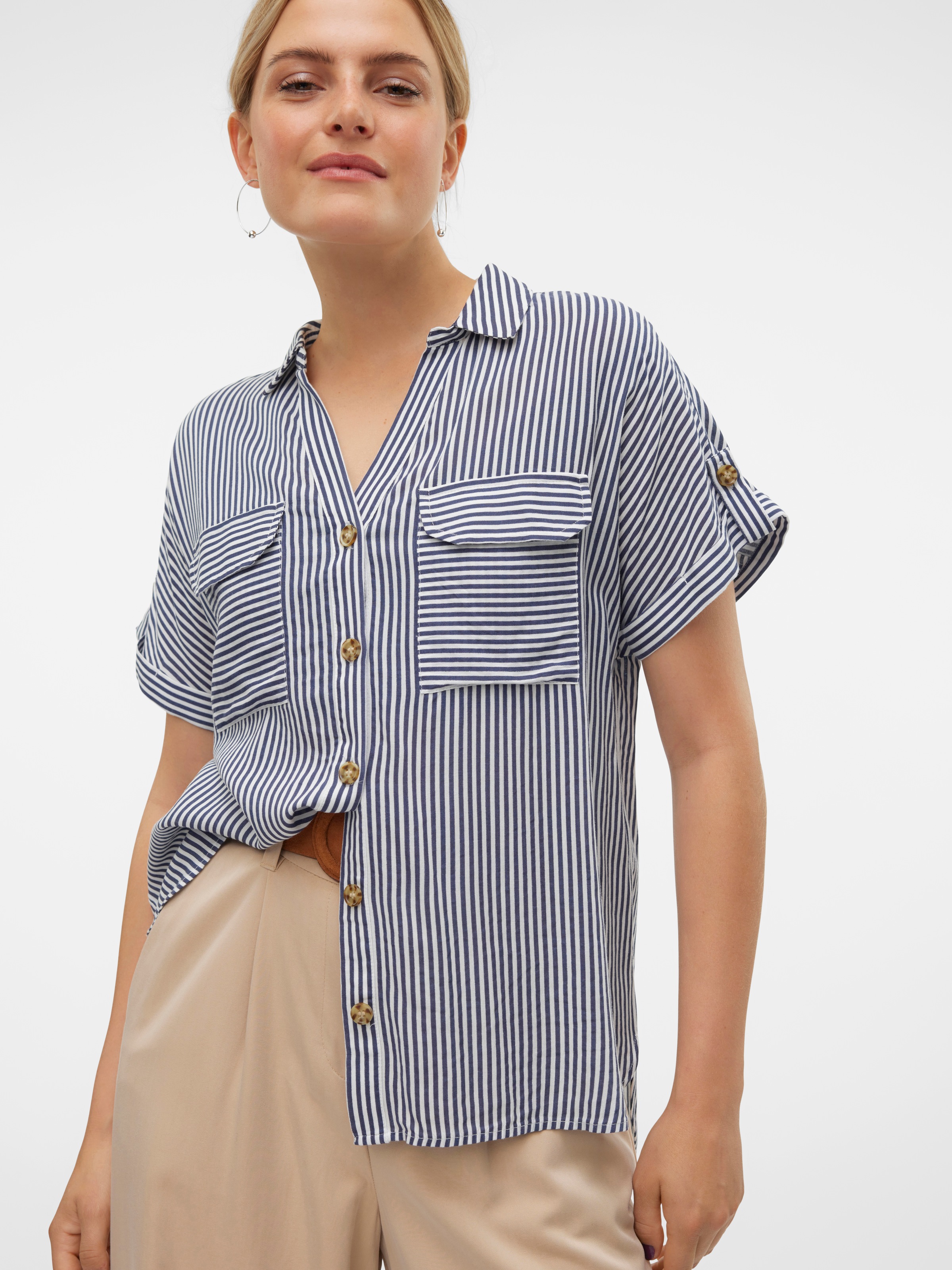Vero Moda Kurzarmbluse "VMBUMPY S/S SHIRT WVN GA NOOS" Viskose, regular fit günstig online kaufen