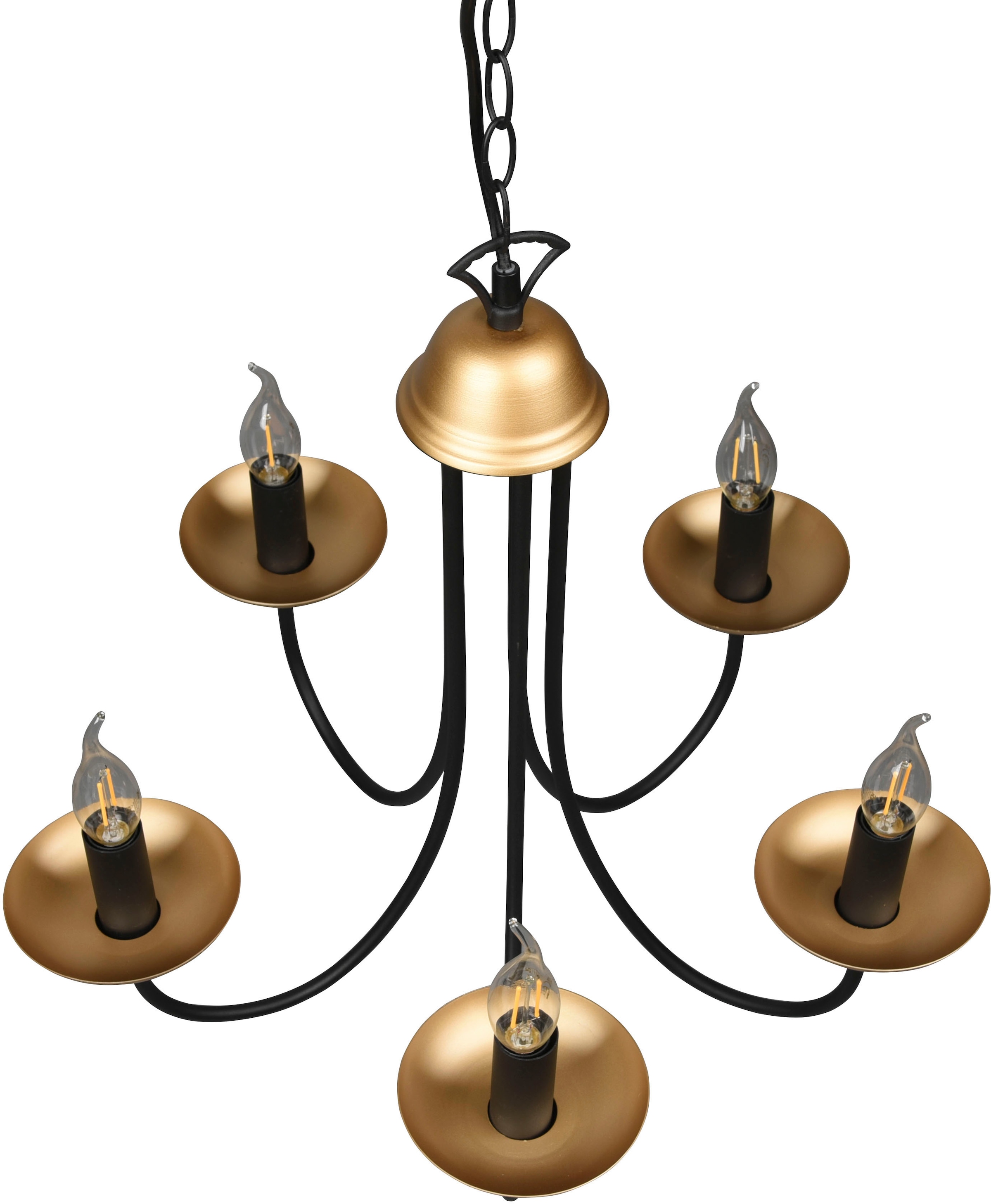 TRIO Leuchten Kronleuchter »Livia«, 5 flammig-flammig, Lüster 5-flammig in  schwarz-gold, exkl 5xE14 (max 28W), Höhe max 150cm bestellen | BAUR | Kronleuchter