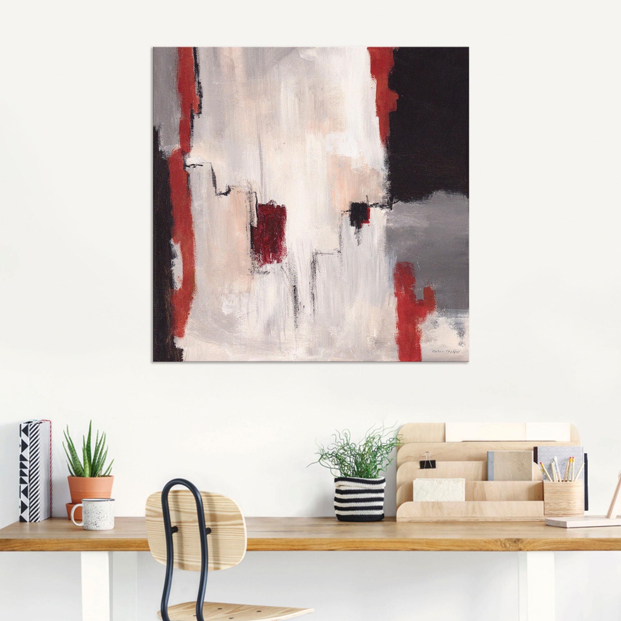 Artland Wandbild »Rot an Grau I - Abstrakt«, Gegenstandslos, (1 St.), als Alubild, Outdoorbild, Leinwandbild, Poster in verschied. Größen