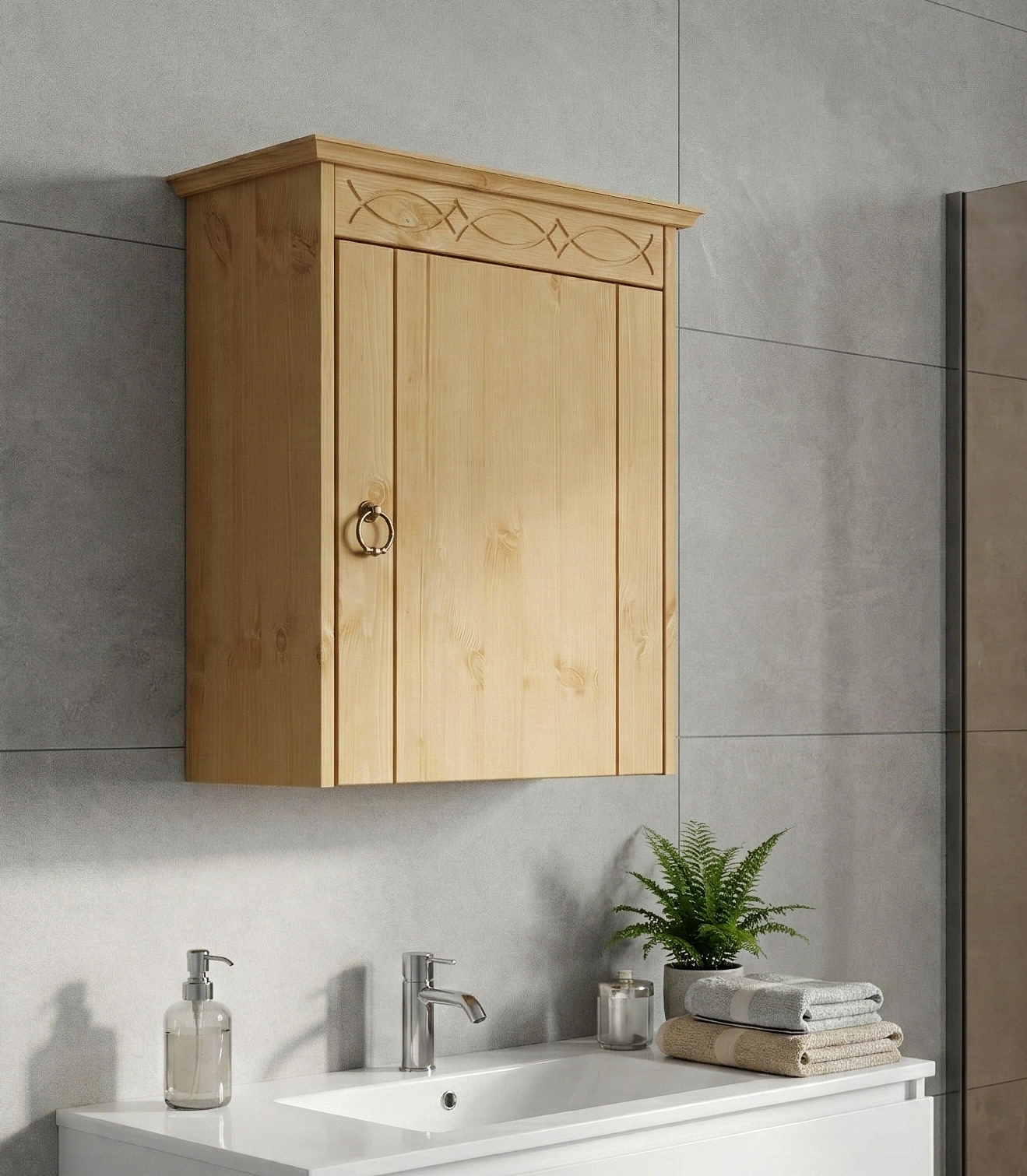 OTTO home Hängeschrank »Indra, Badschrank, Badmöbel, Badezimmerschrank« B/T/H: 46/32/52 cm,  aus massiver Kiefer, FSC®-zertifiziert