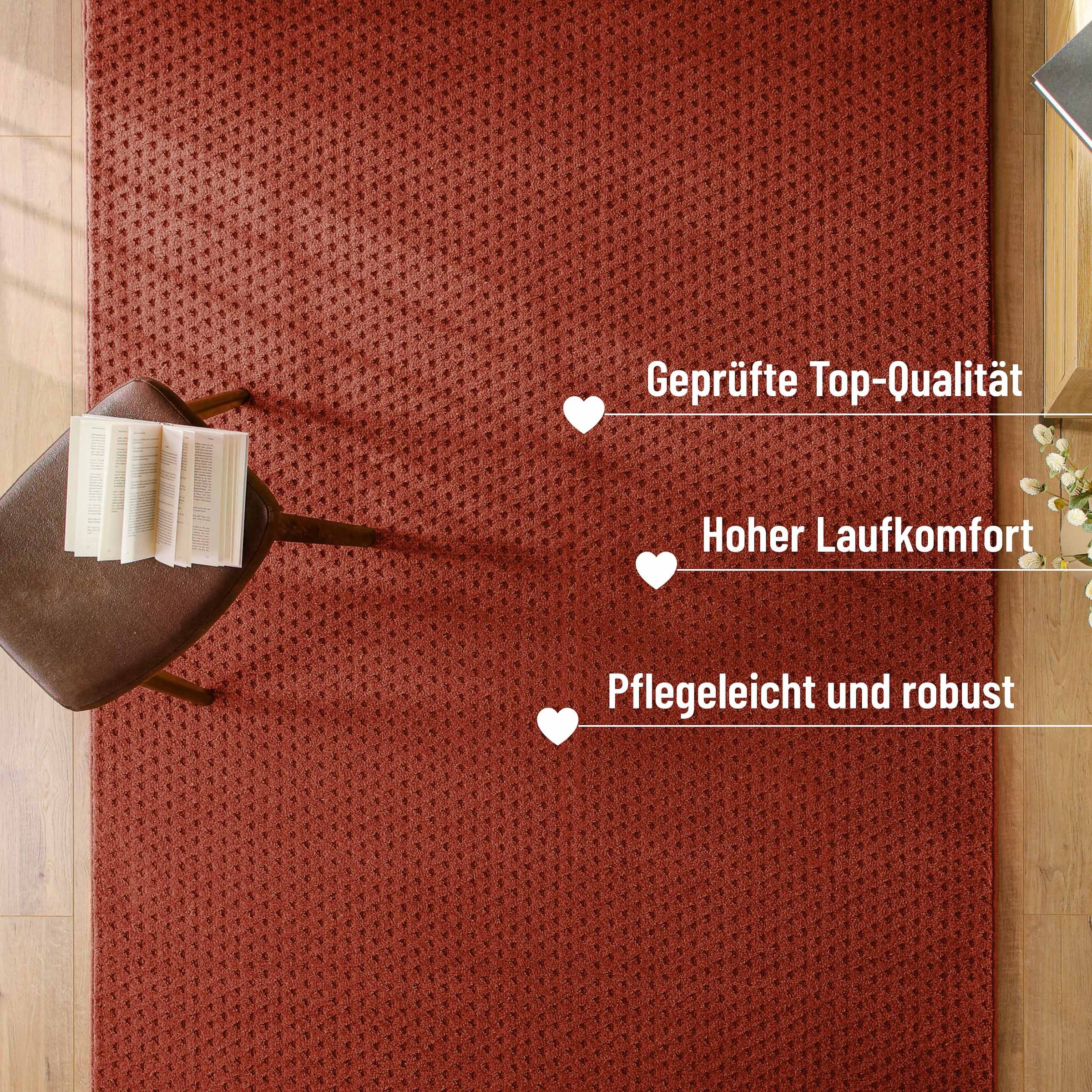 Wecon home Teppich »Castello THREE« rechteckig 7 mm Höhe Schurwolle, Kurzflor mit Hoch-Tief-Effekt, Wohnzimmer, Rautenmuster