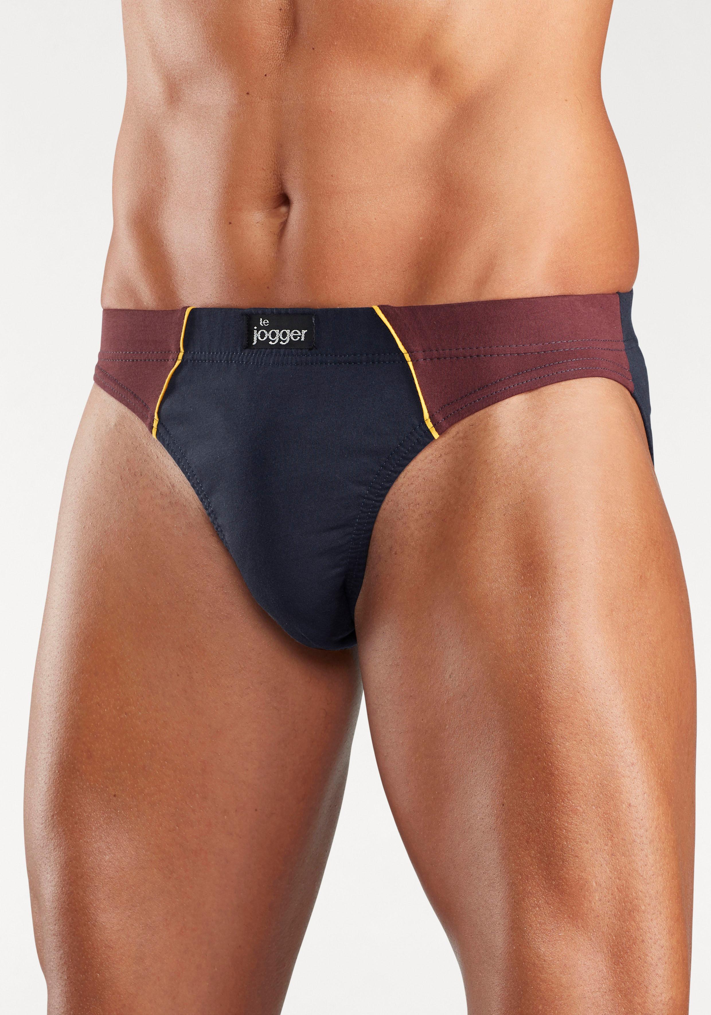 LE JOGGER Herren Slip, Gr. 4, blau, Jersey, Obermaterial: 100% Baumwolle, unifarben, Unterhosen, mit Farbhighlights