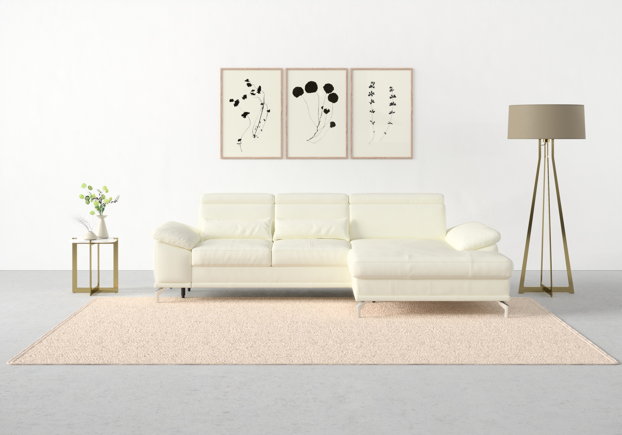 SIT & MORE Cabrio L-Form Corner Sofa Antique White 8