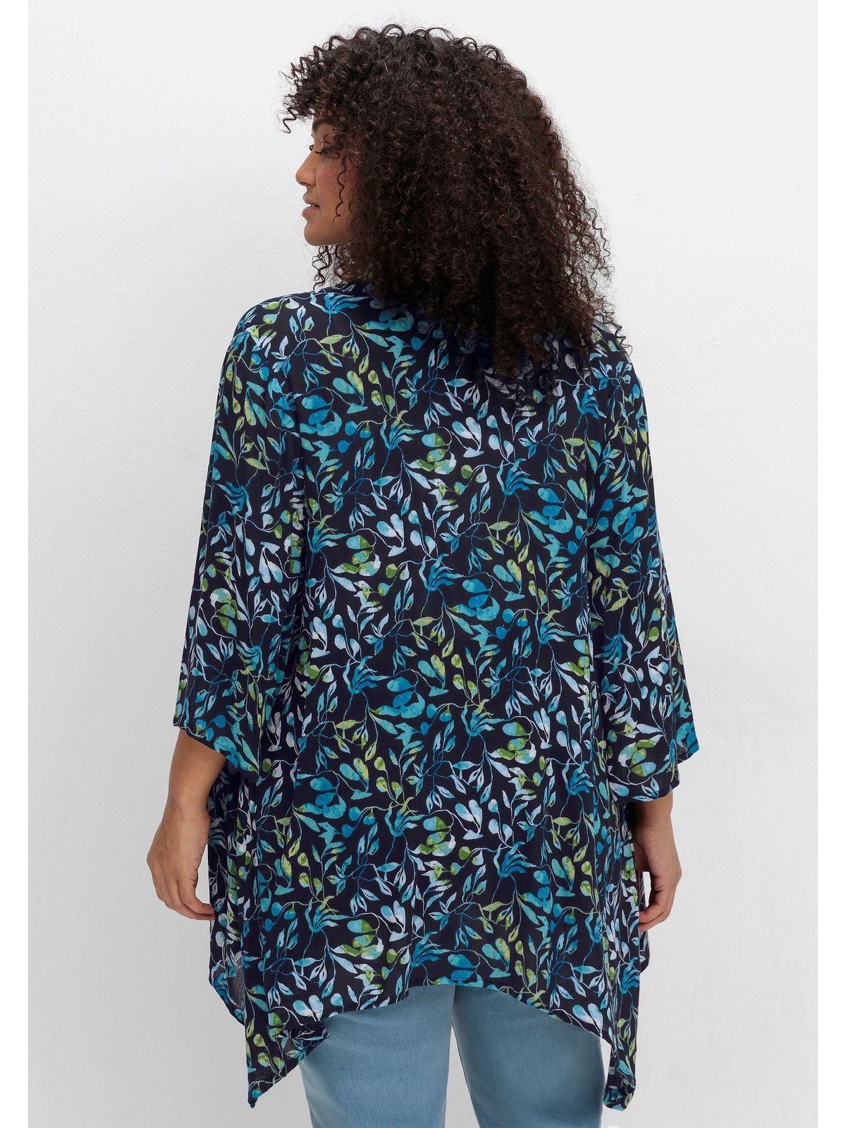 Sheego Longbluse "Große Größen", mit Blätterdruck, in Zipfelform günstig online kaufen