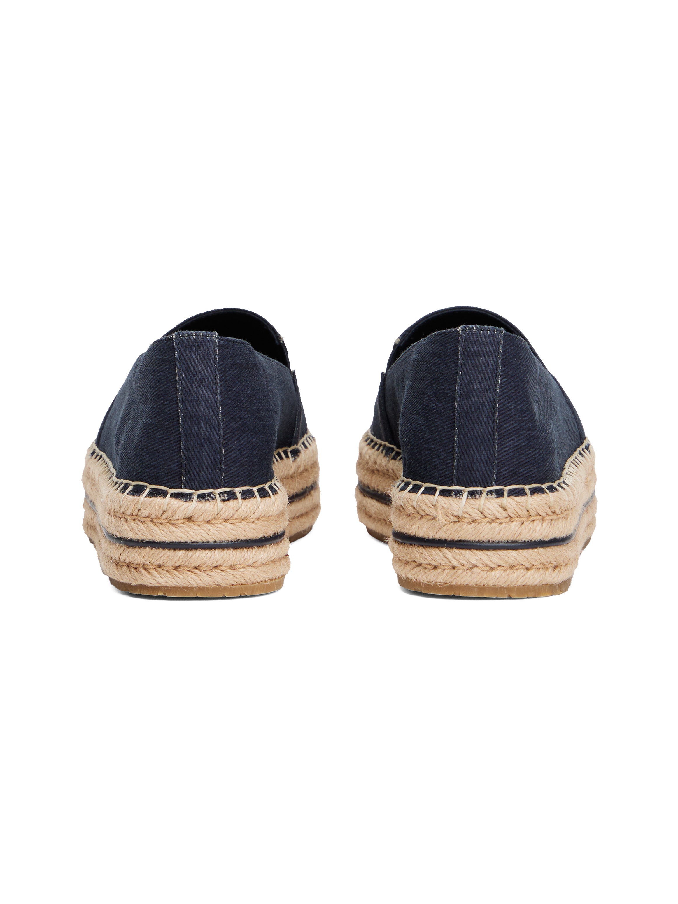 Tommy Hilfiger Espadrille »DENIM PLATFORM ESPADRILLE«, Plateau, Slipper, Schlupfschuh, Bequemschuh mit Bastbezug am Plateau