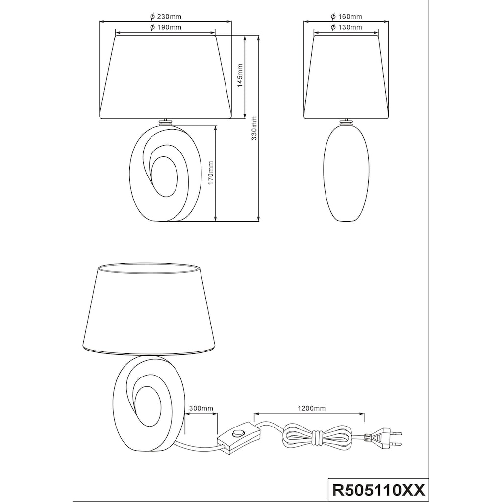 TRIO Leuchten Tischlampe »Taba«, Stoffschirm, für Leuchtmittel 1 x E14