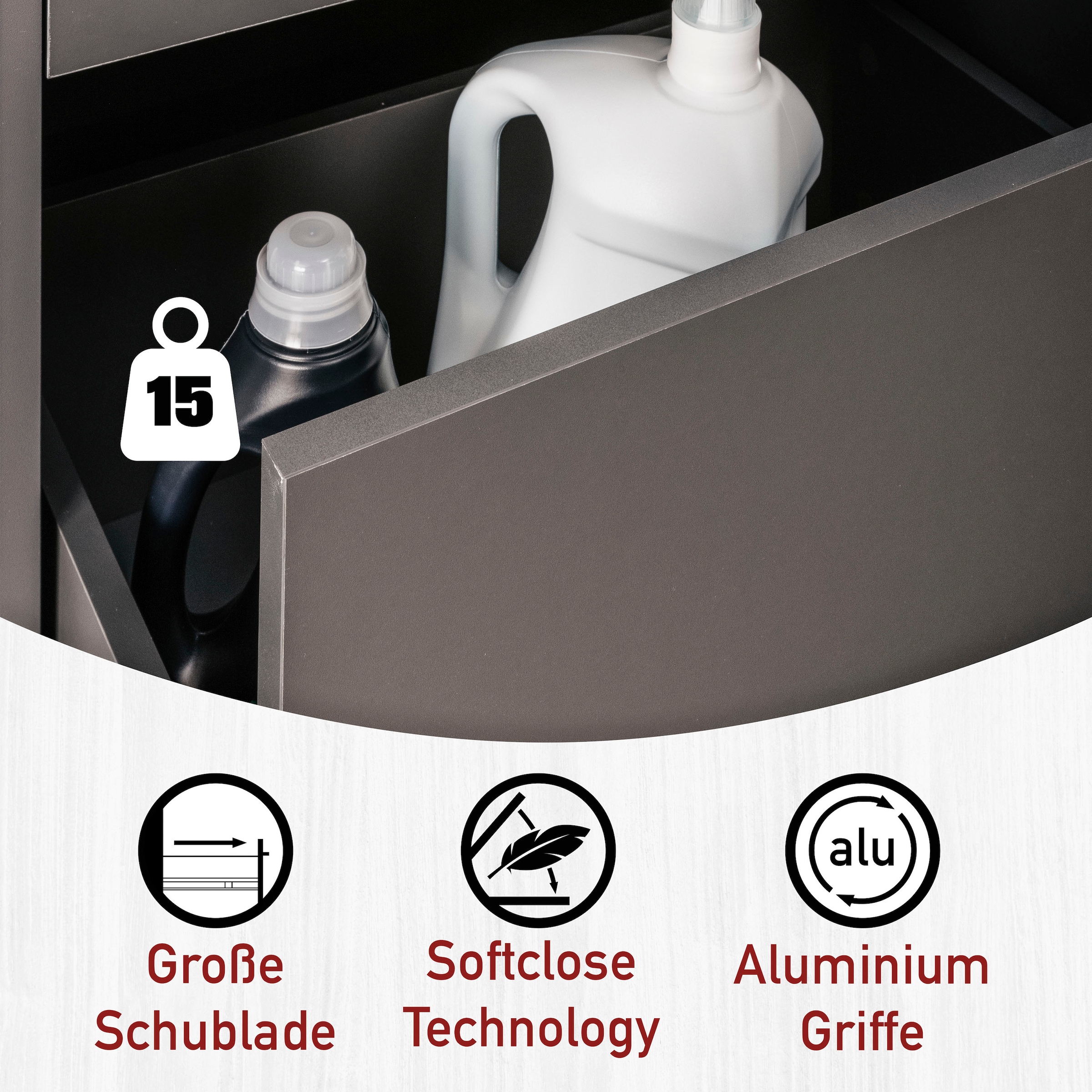 Inter Link Mehrzweckschrank »Norela, 2-tlg. Waschmaschinenumbauschrank, softclose, 67 x 68 x 208 cm« 1 Stk. tlg. Hauswirtschaftsraum, höhenverstellbare Füße, mit Ausziehbrett