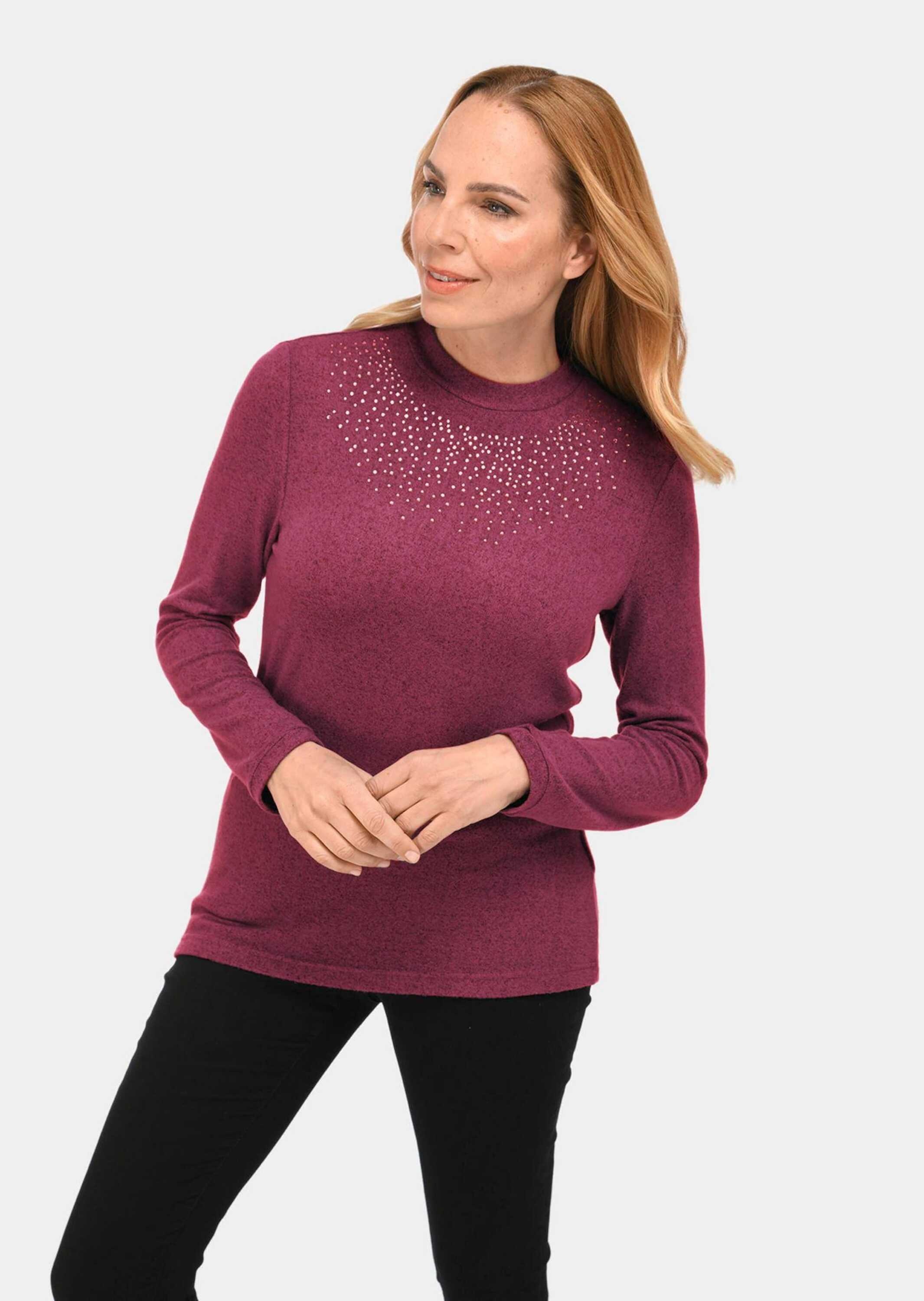 GOLDNER Longpullover "Angenehm weiches Shirt mit Glitzersteinen" günstig online kaufen