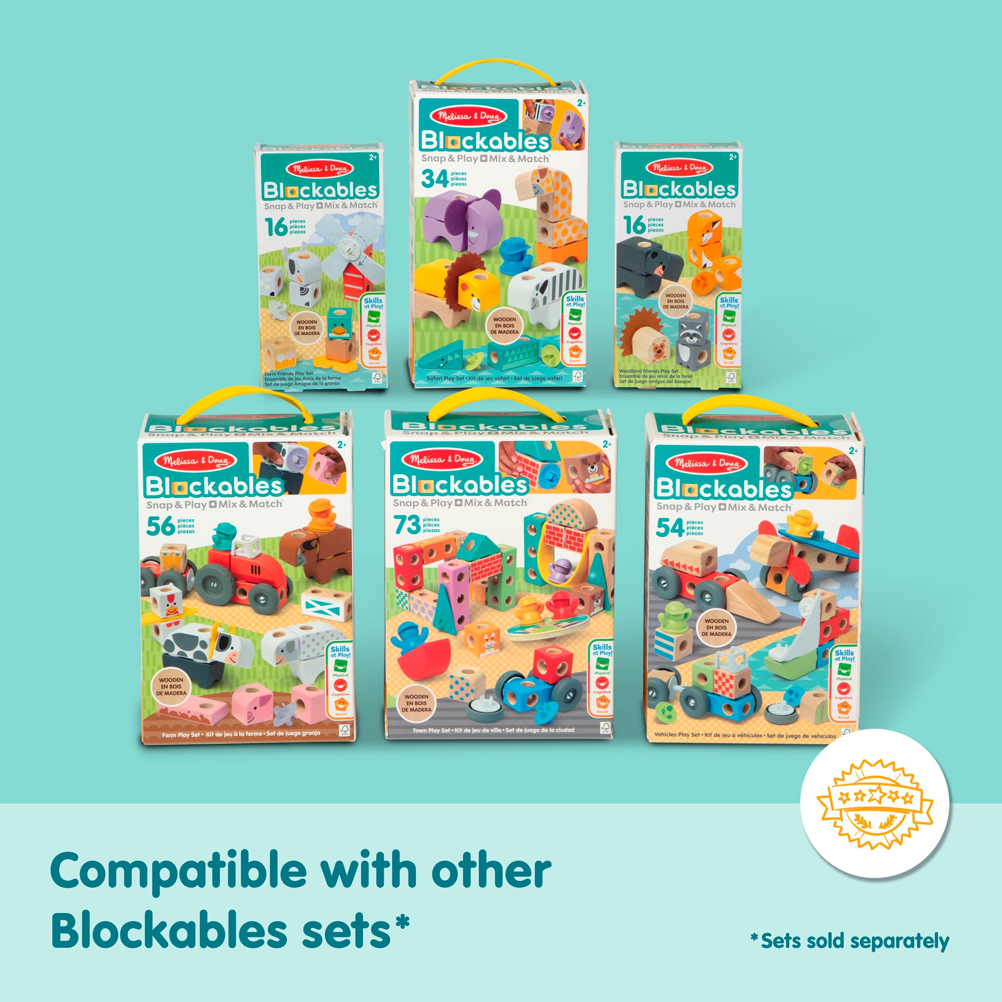 Spin Master Spielbausteine »Melissa & Doug Blockables Safari«, (34 St.)