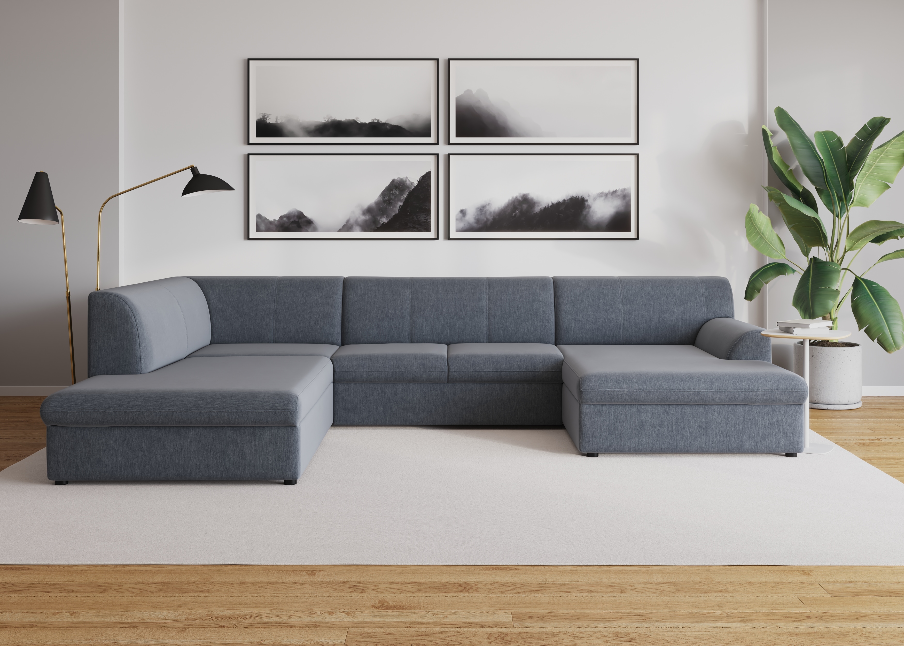 DOMO collection Wohnlandschaft "Topper, elegant und zeitlos, komfortabel, U-Form" wahlweise mit Bettfunktion