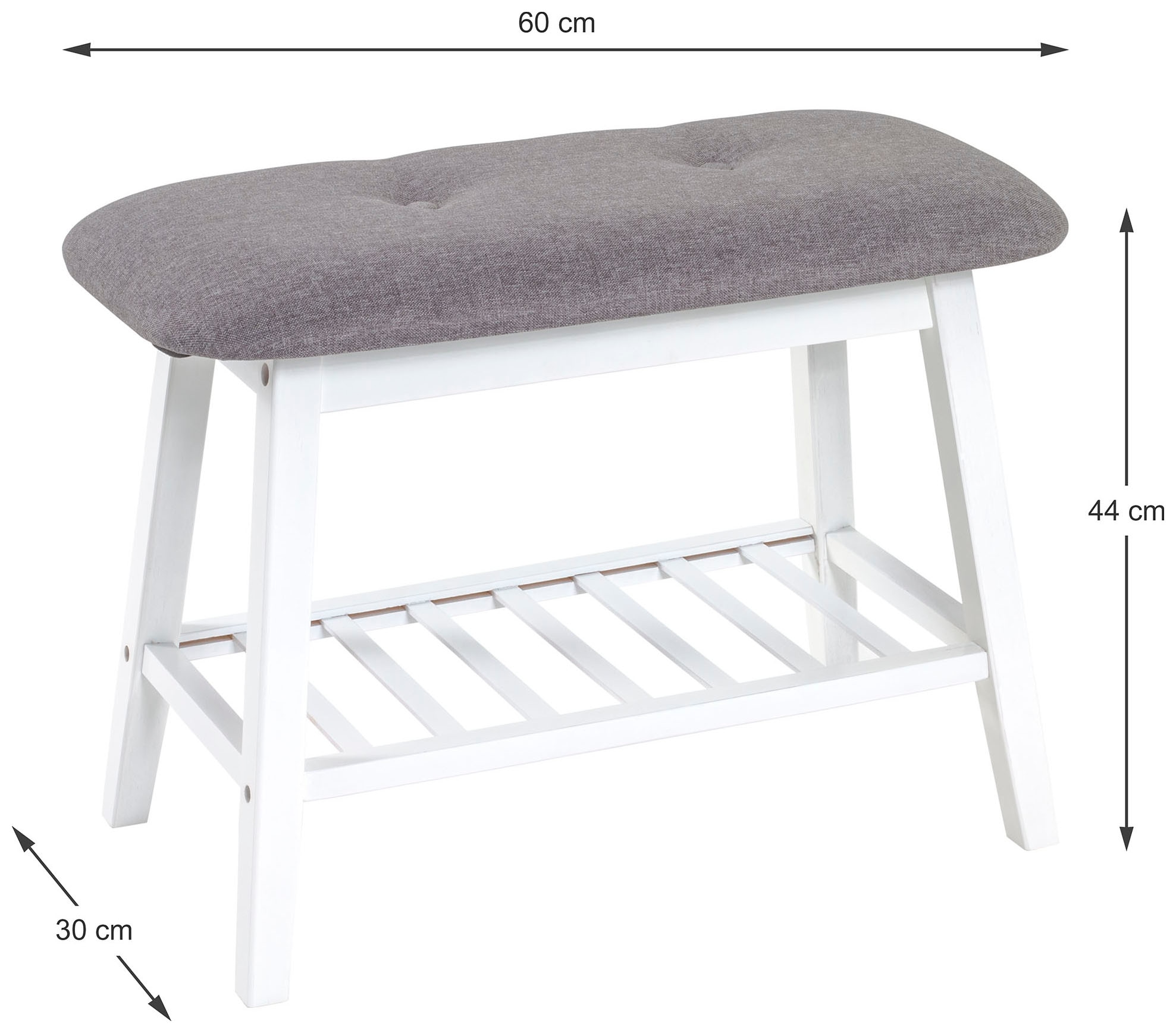 HAKU Schuhbank »Flurbank, Garderobenbank, Sitzbank« rechteckig - aus Textil Grau - B/T/H 60/30/44 cm