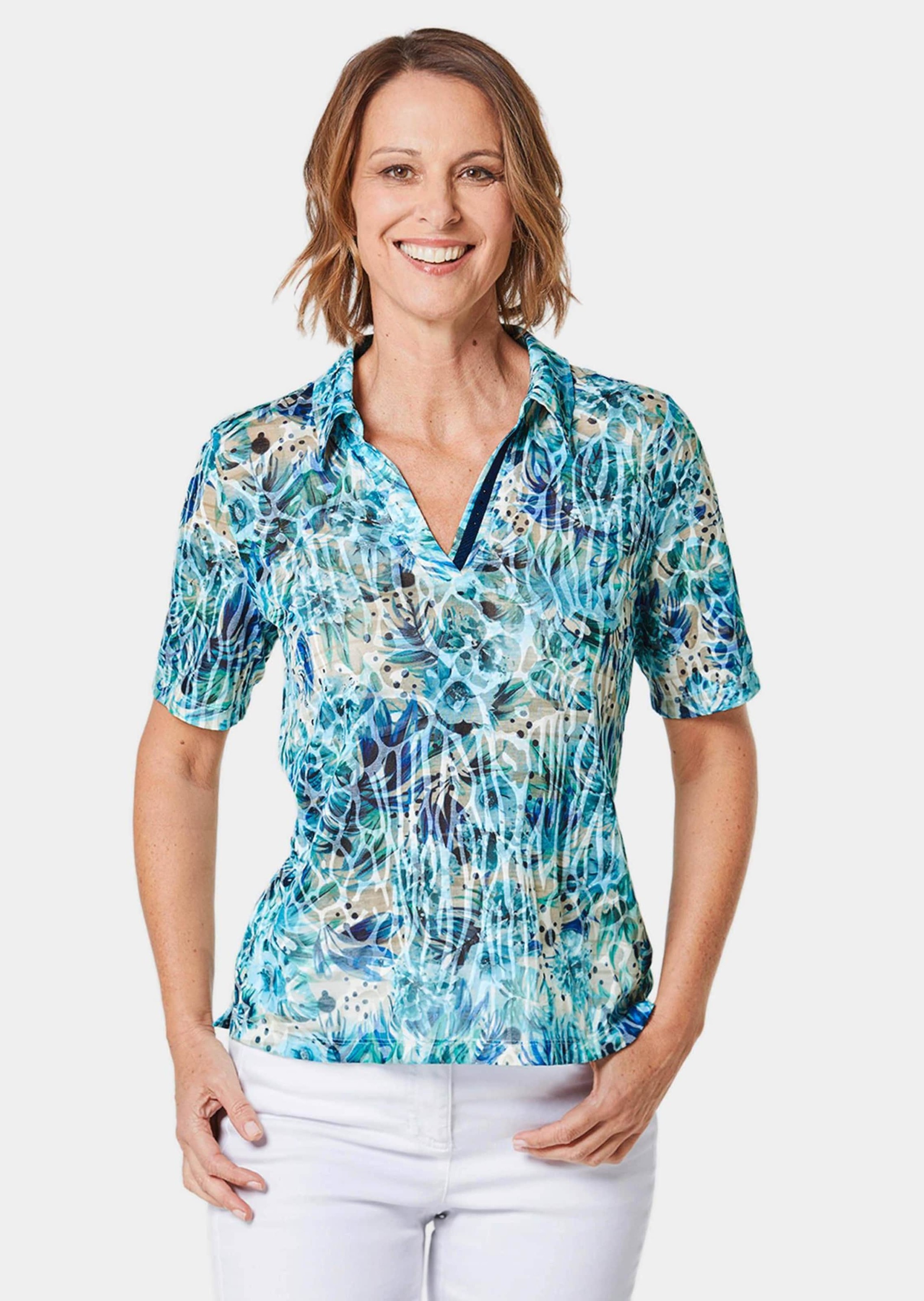 GOLDNER Poloshirt »Poloshirt Hautangenehmes Druck-Poloshirt«