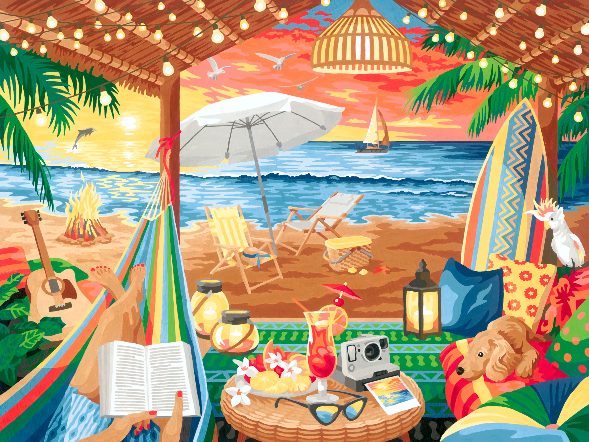 Ravensburger Malen nach Zahlen »CreArt, Leinwand Gemütliche Strandhütte«, Made in Europe