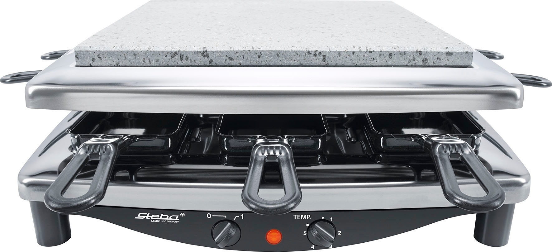 Steba Raclette »RC 3 plus chrom«, 8 St. Raclettepfännchen, 1450 W