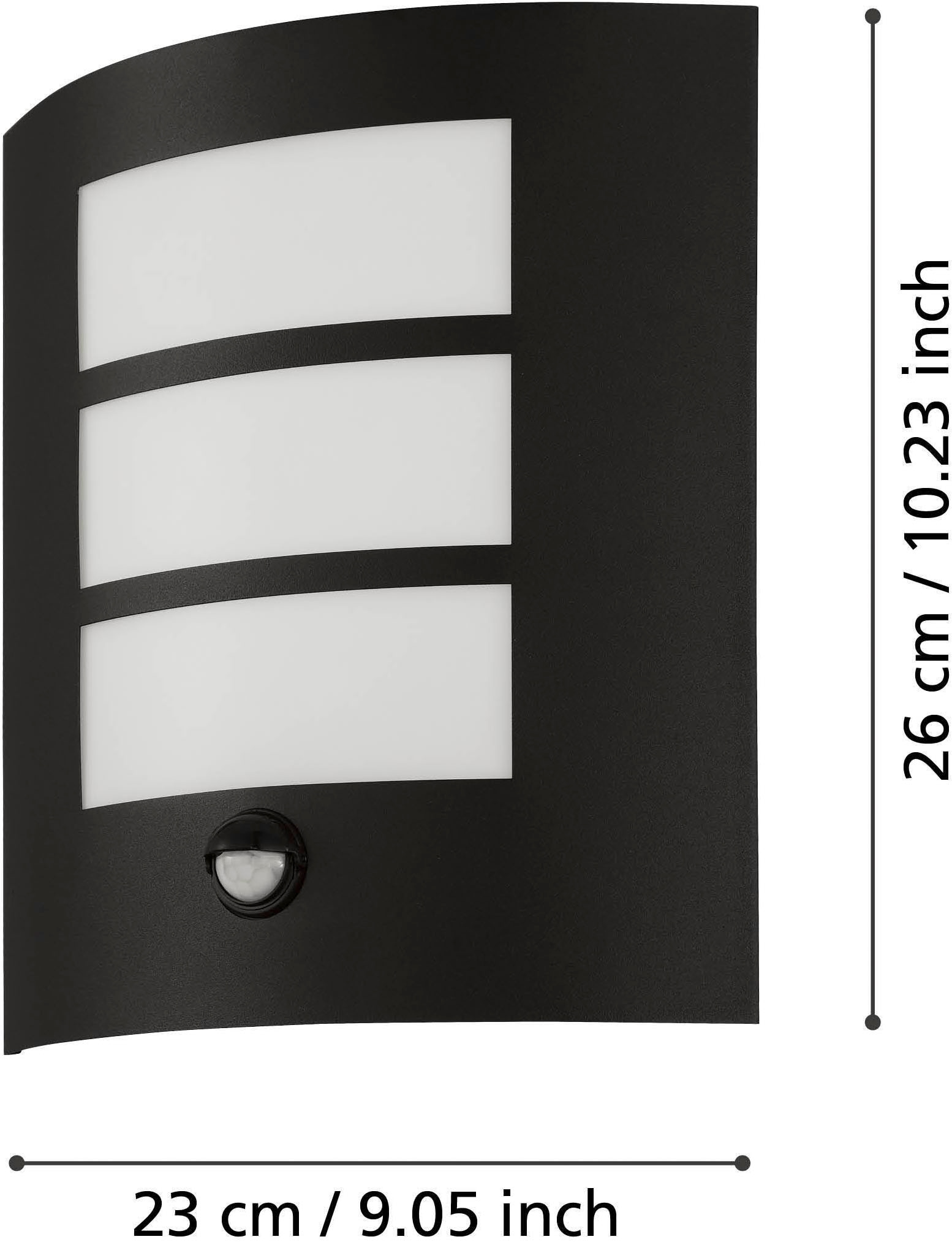 EGLO Wandleuchte »City Wandlampe, Außenleuchte, Stahl und Kunststoff, E27, IP44, Lampe« E27 1 Stk. Wand-/Deckenleuchte - L23,5 x H26 x AL11 cm - schwarz - 1X40W exkl.