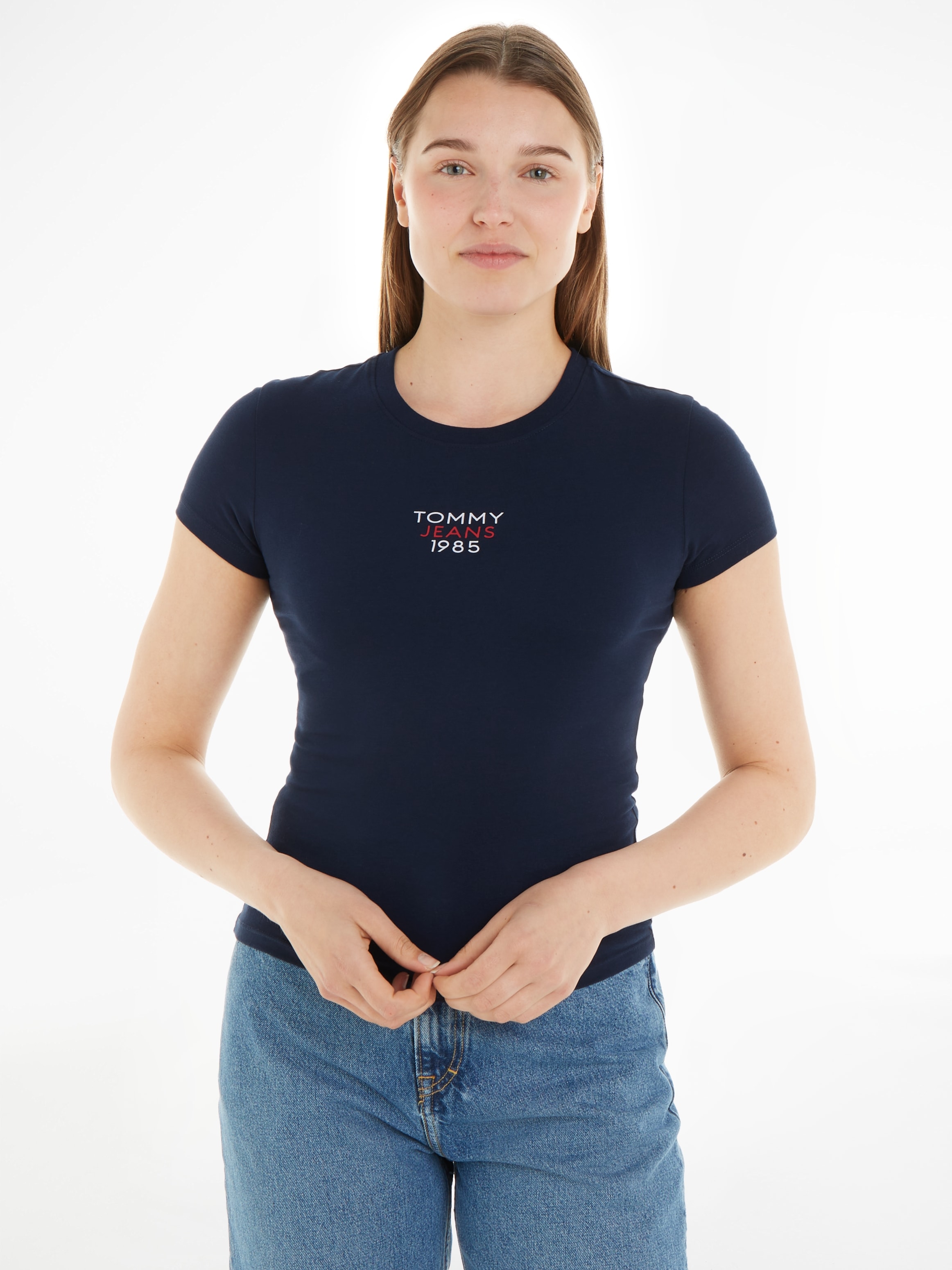 Tommy Jeans T-Shirt "Slim Essential Logo", Kurzarm Rundhals Jersey T Shirt günstig online kaufen