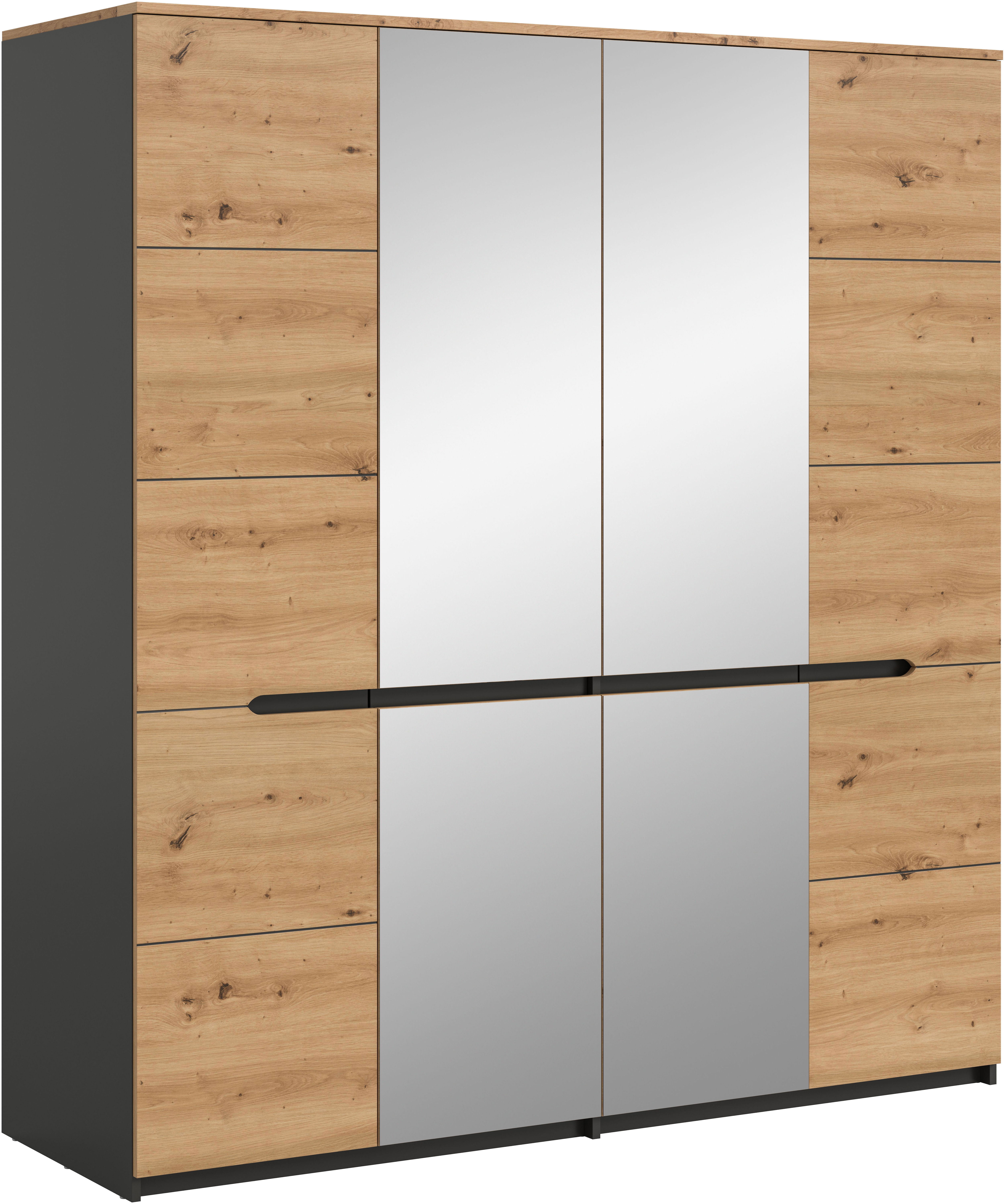 Home affaire Kleiderschrank "REHAT, Breite 180 cm, 4 Türen, 2 Kleiderstangen, 4 Ablageböden" 2 Stk. tlg. Schlafzimmerschrank, Schrank, Garderobenschrank, Garderobe