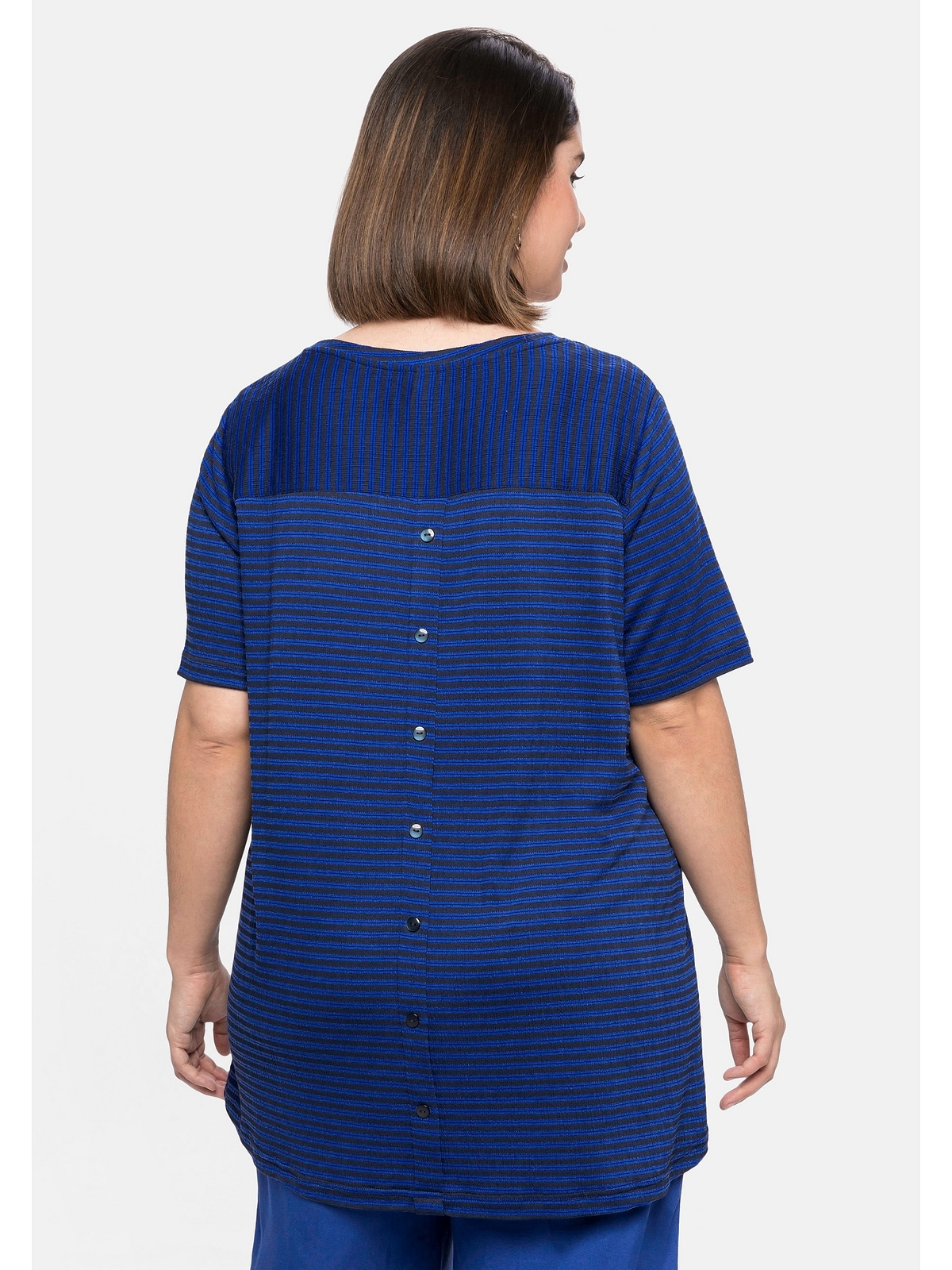 kaufen mit und BAUR Rücken Passe »Große Longshirt | Sheego Größen«, Zierknopfleiste im für
