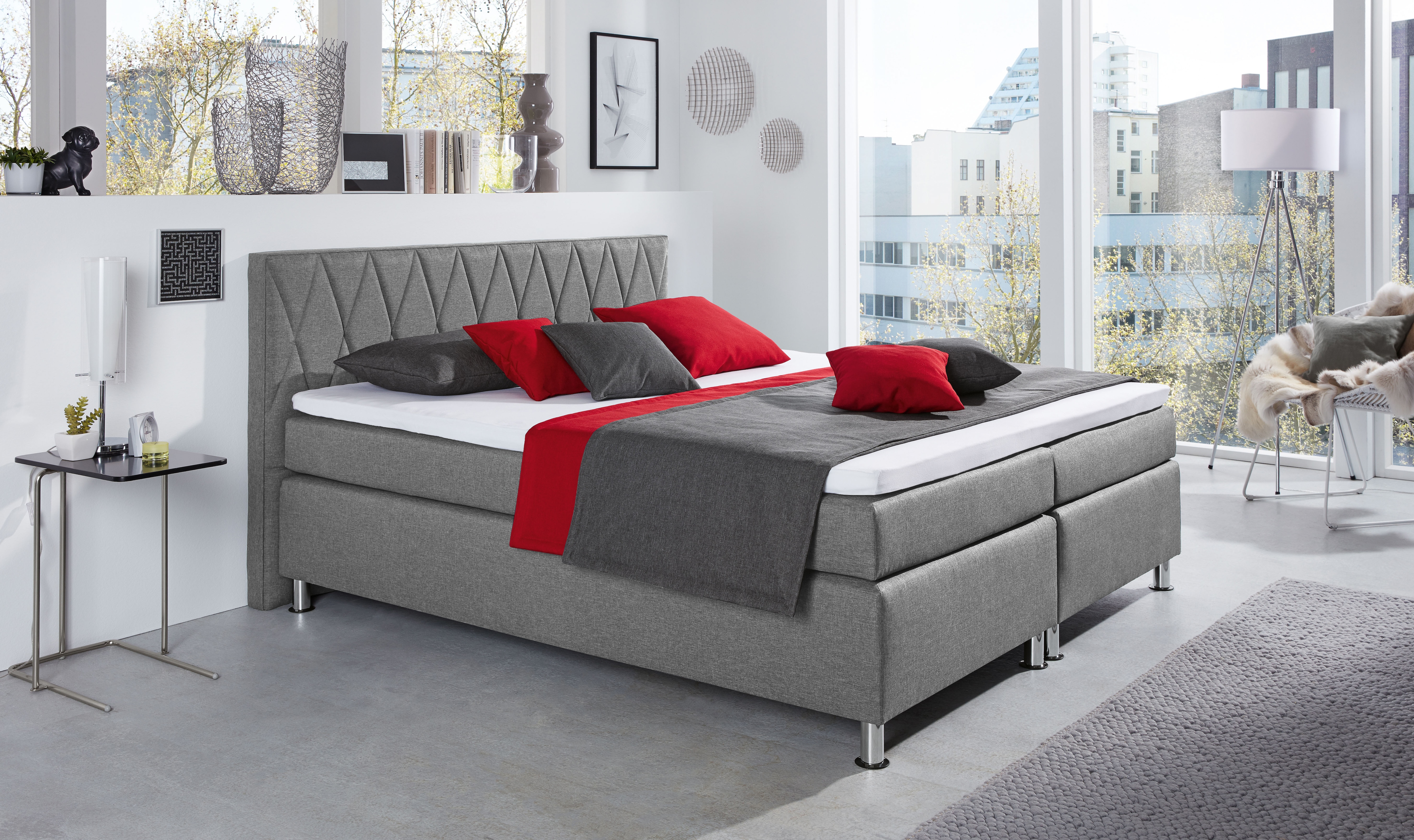 hapo Boxspringbett "ATLANTA" Topper separat erhältlich, erhältlich in verschiedenen Breiten, Farben & Maratzenarten
